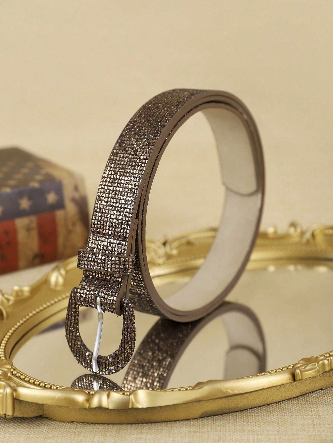 Women PU Glitter Waist Belt