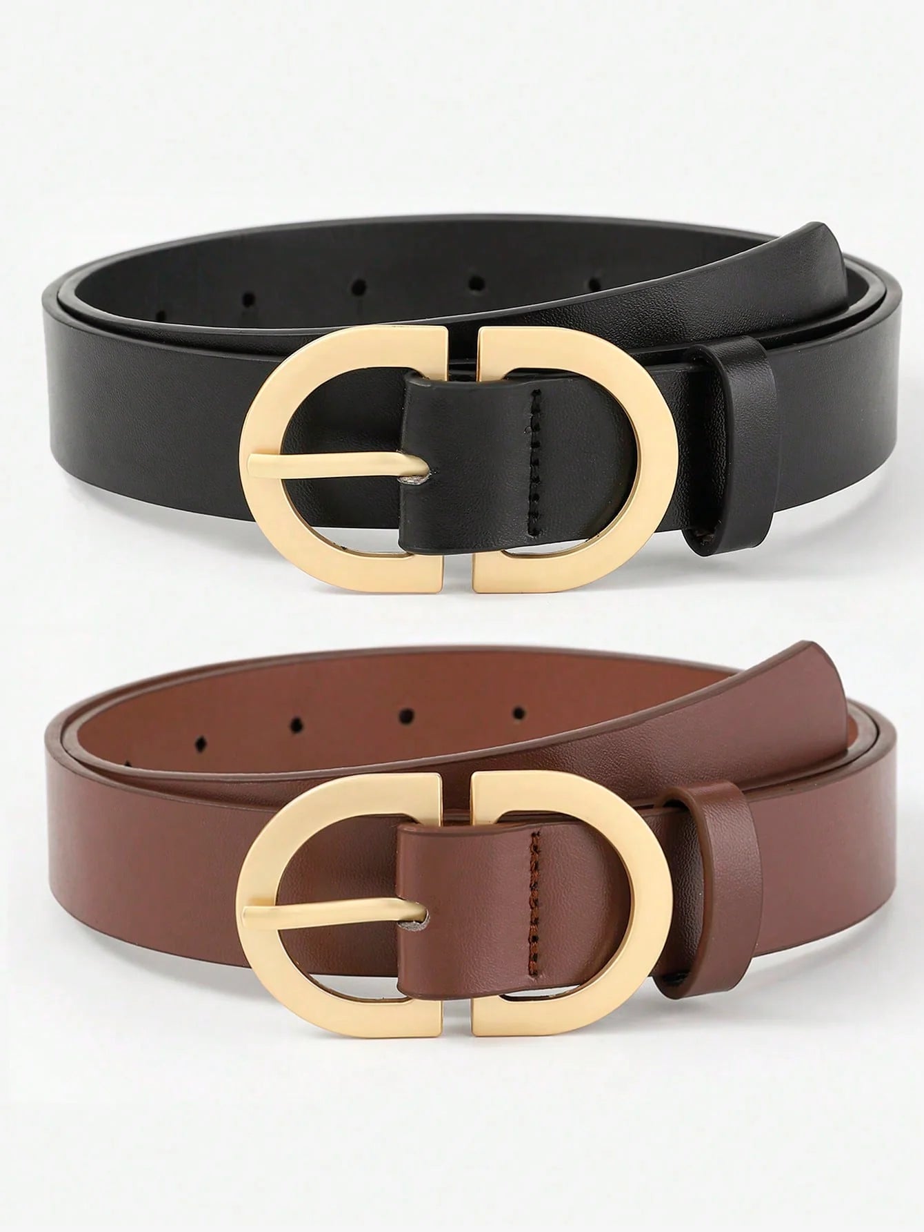 Women's Gold D-Ring Belt Set