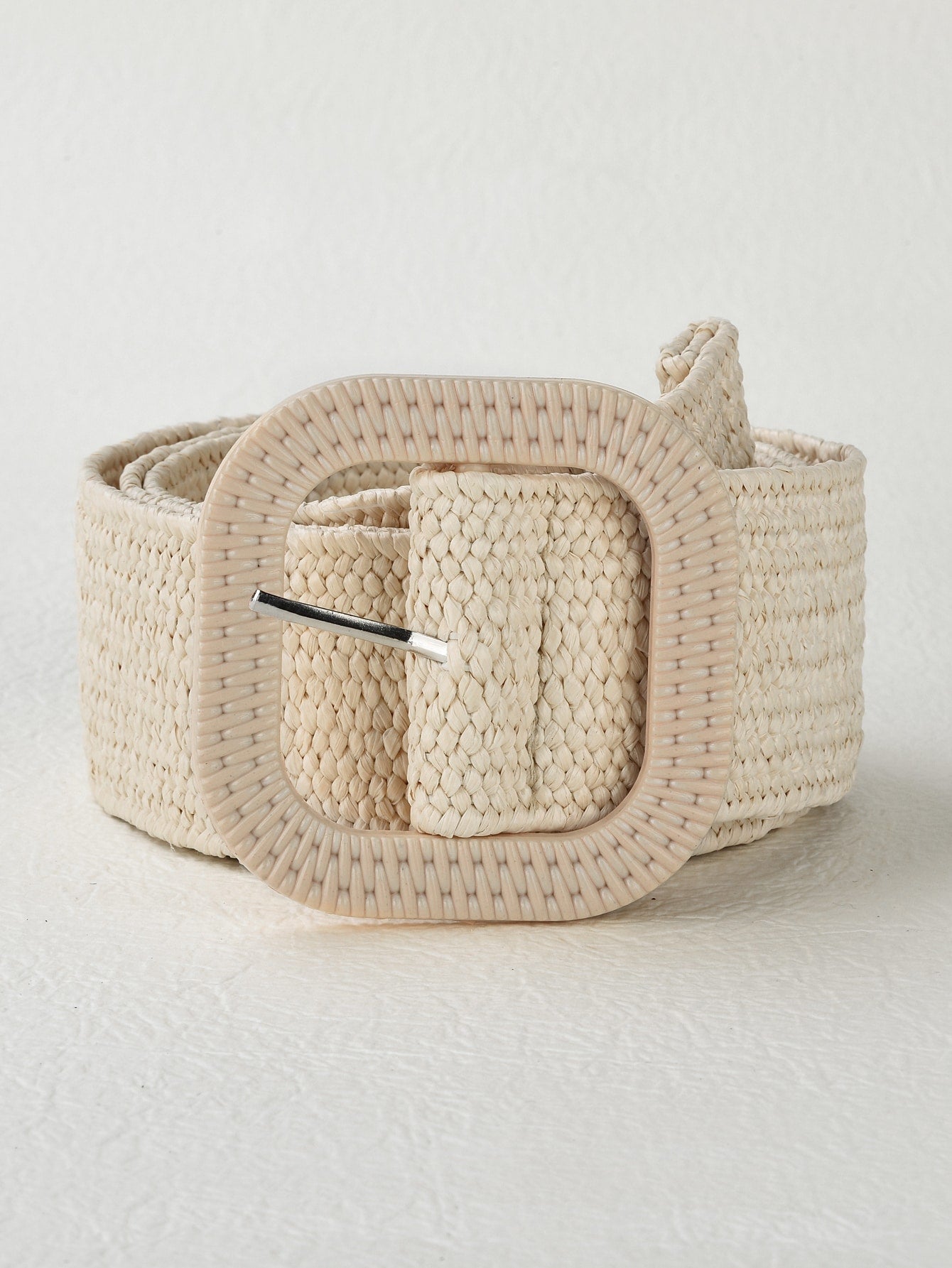 Boho Square Buckle Straw Belt