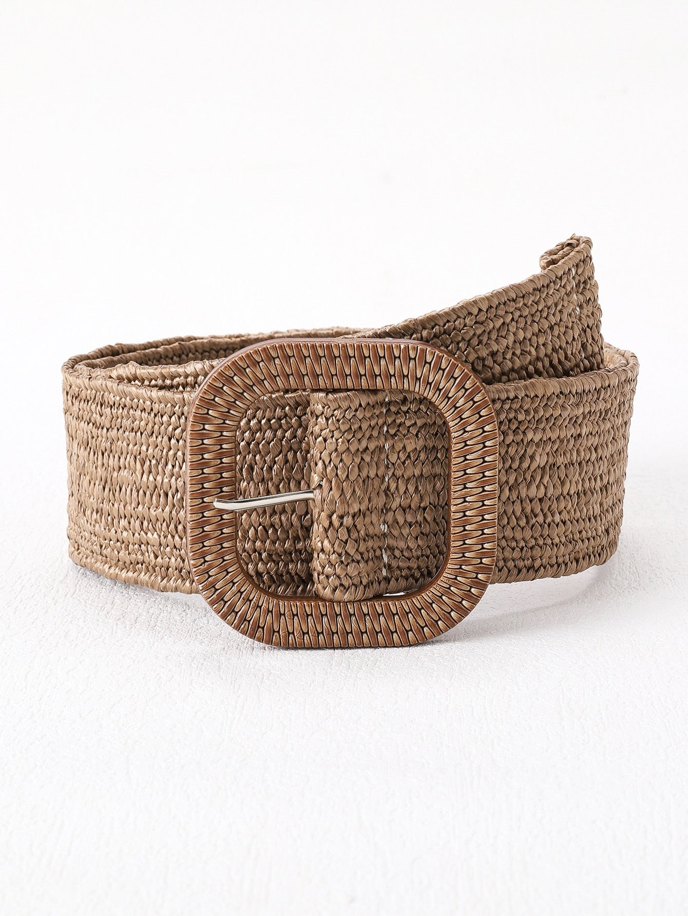 Boho Square Buckle Straw Belt