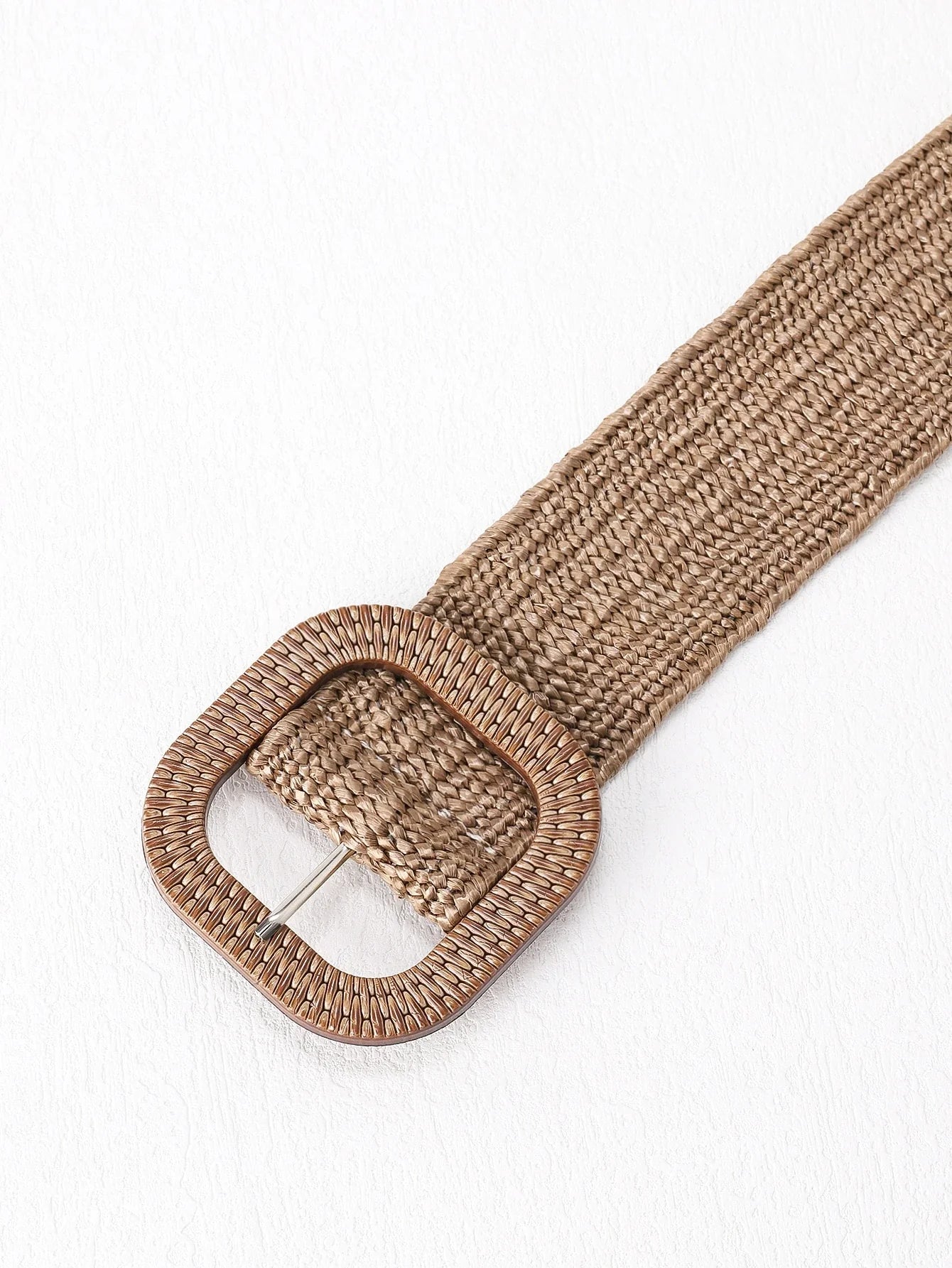 Boho Square Buckle Straw Belt