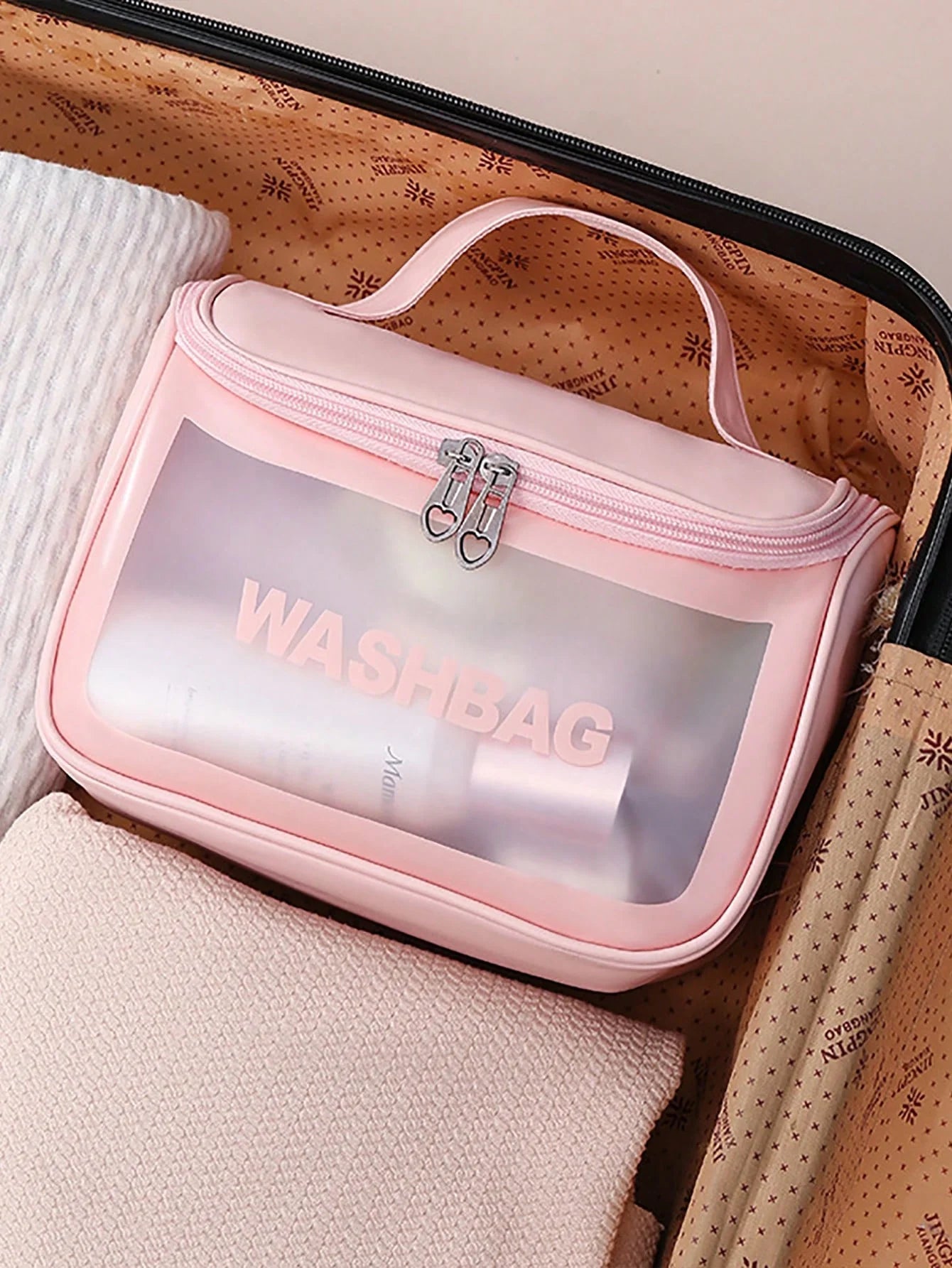 Pink Clear Travel Makeup Bag