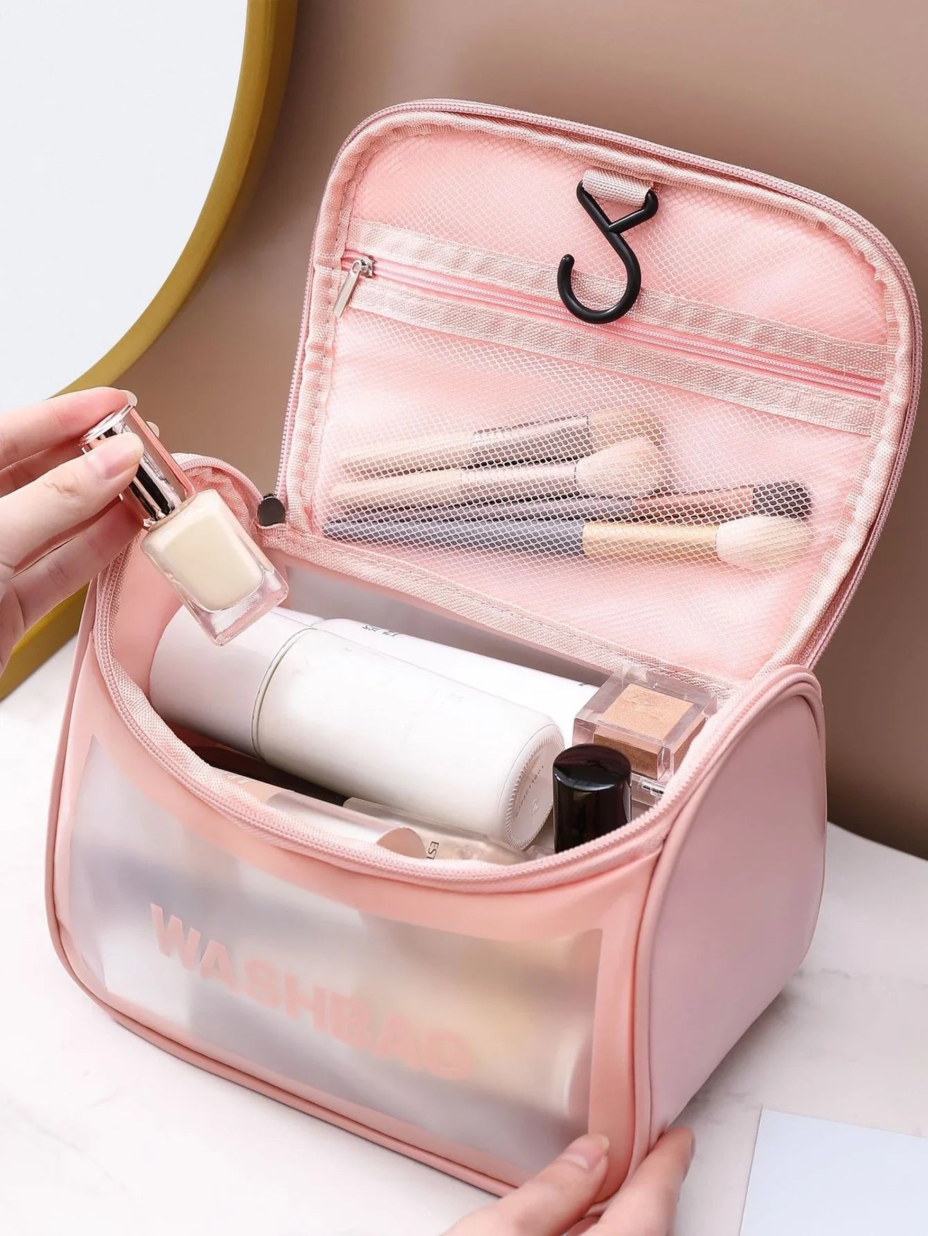 Pink Clear Travel Makeup Bag