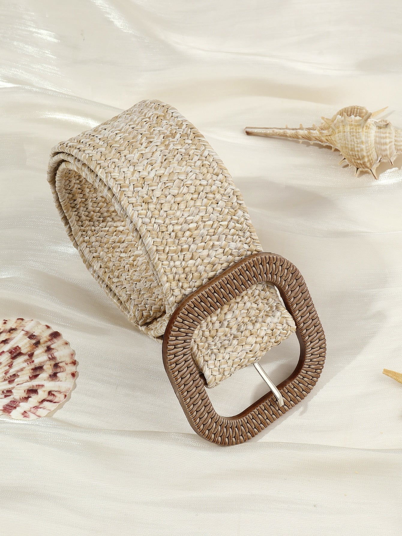 Boho Square Buckle Straw Belt
