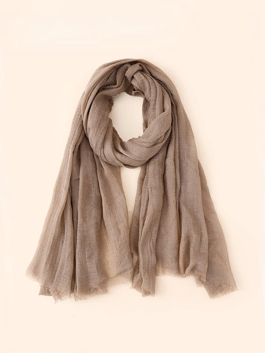 Women Linen Solid Color Hijab