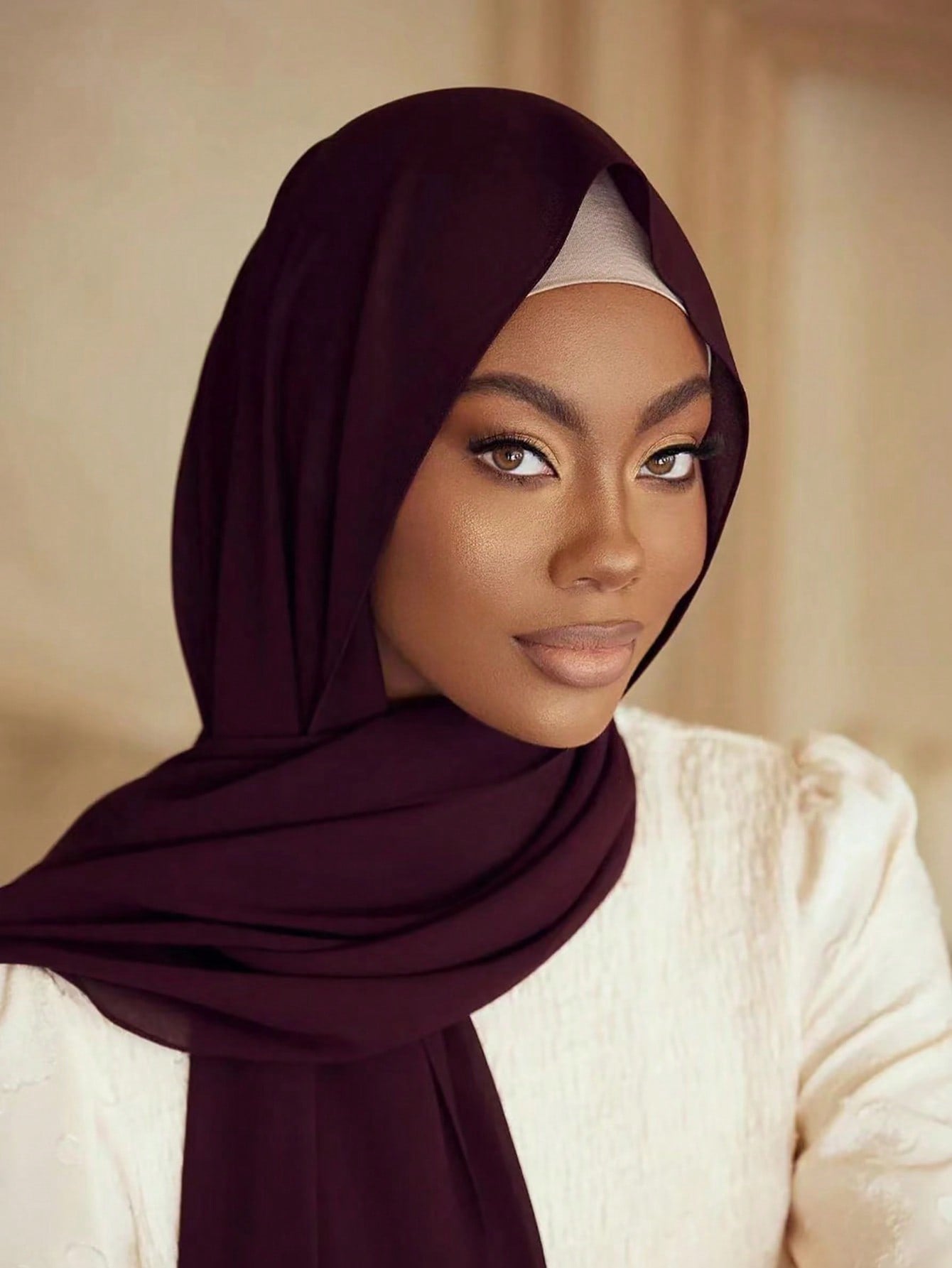 Plain Chiffon Pearl Hijab Scarf