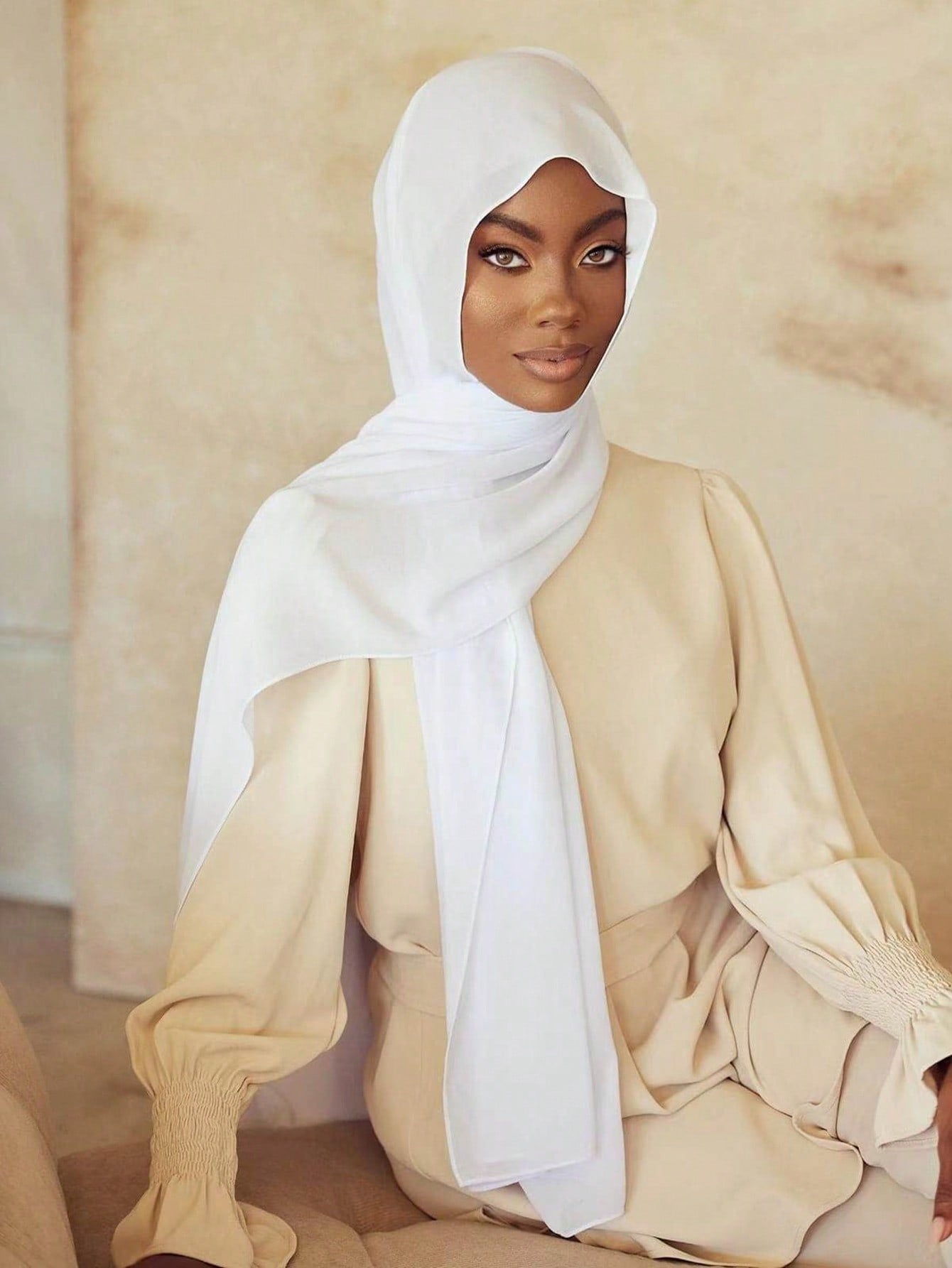 Chiffon Faux Pearl Hijab Scarf