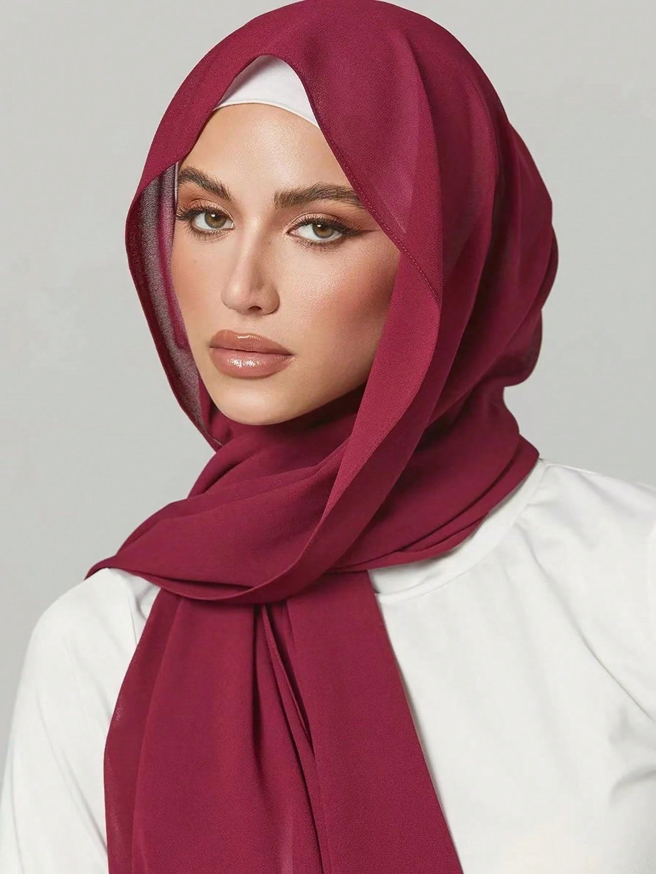 Chiffon Faux Pearl Hijab Scarf
