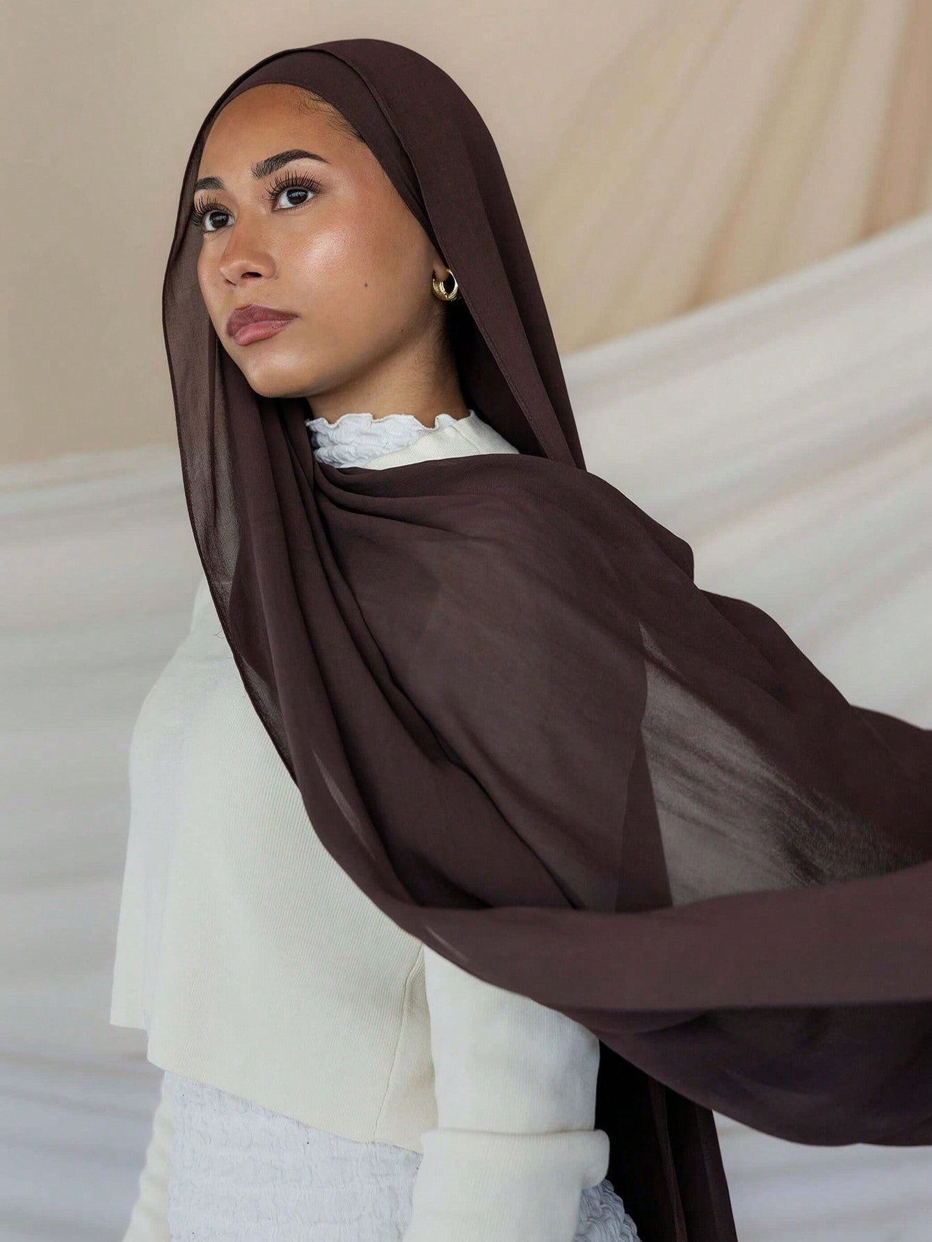 Faux Pearl Chiffon Hijab Scarf