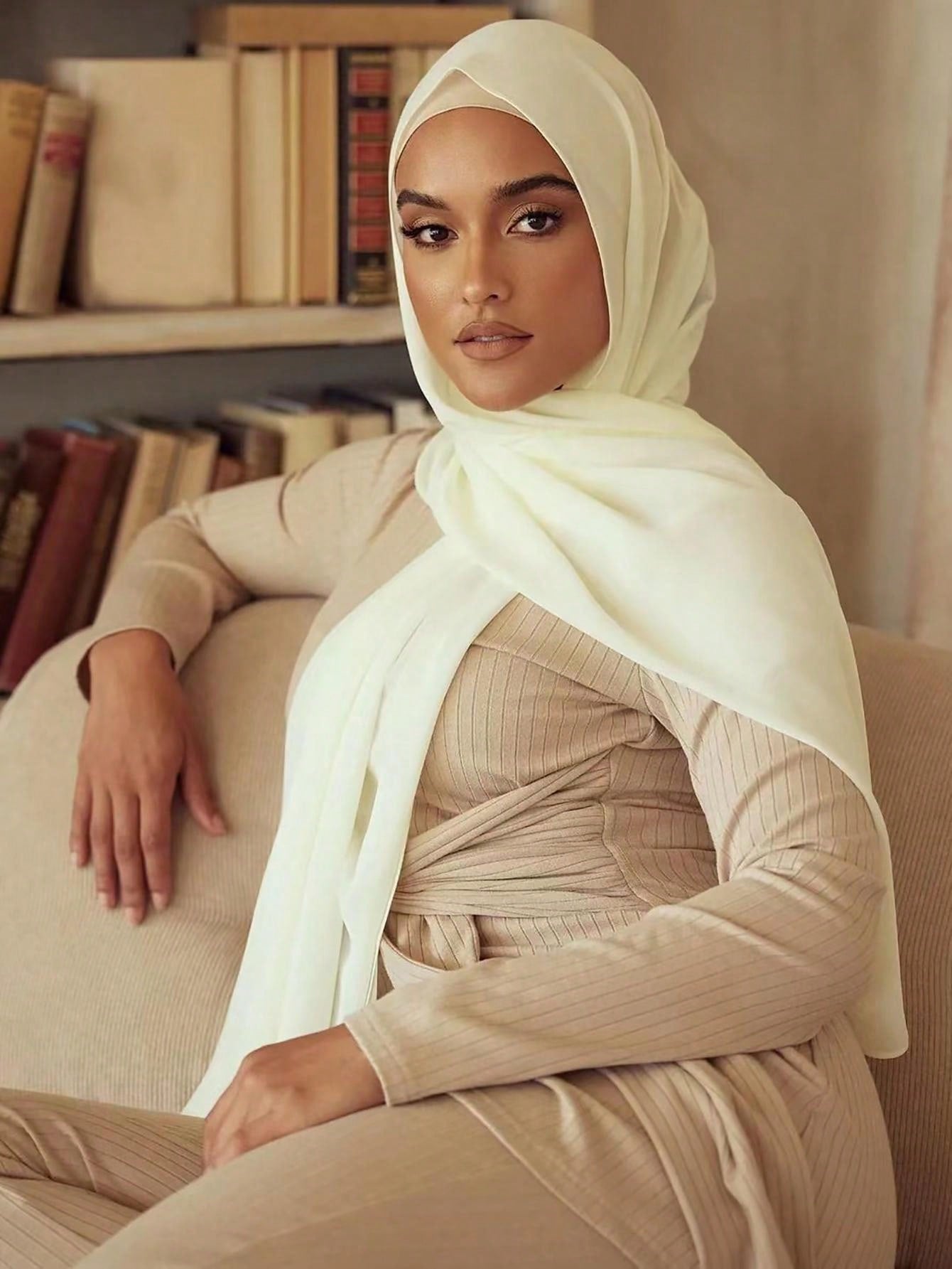 Faux Pearl Chiffon Hijab Scarf