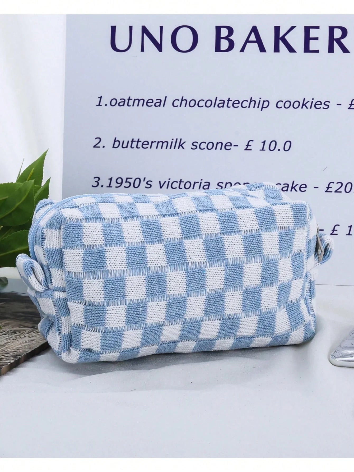 Blue White Knitted Travel Bag