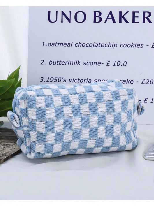 Blue White Knitted Travel Bag