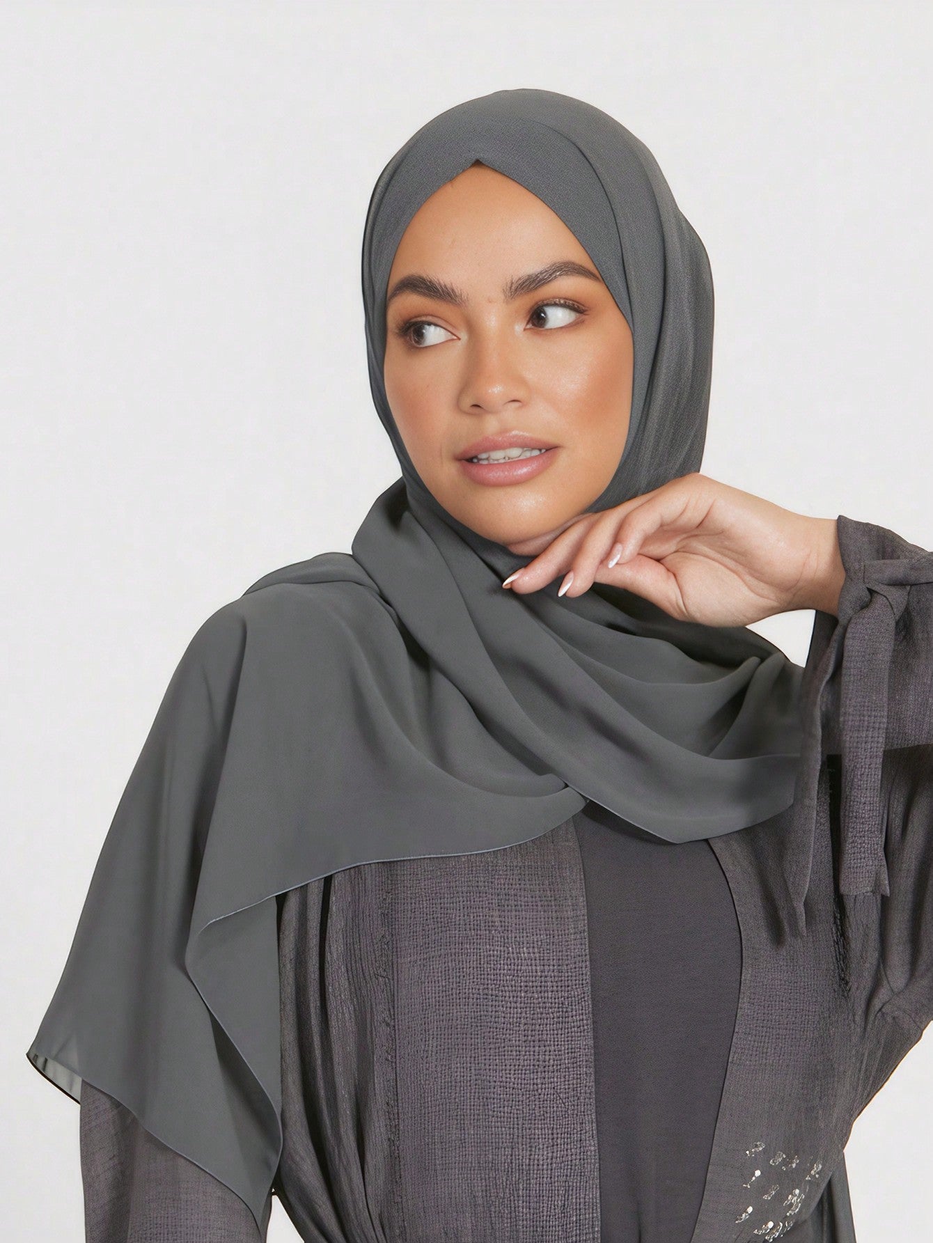 Faux Pearl Chiffon Hijab Scarf