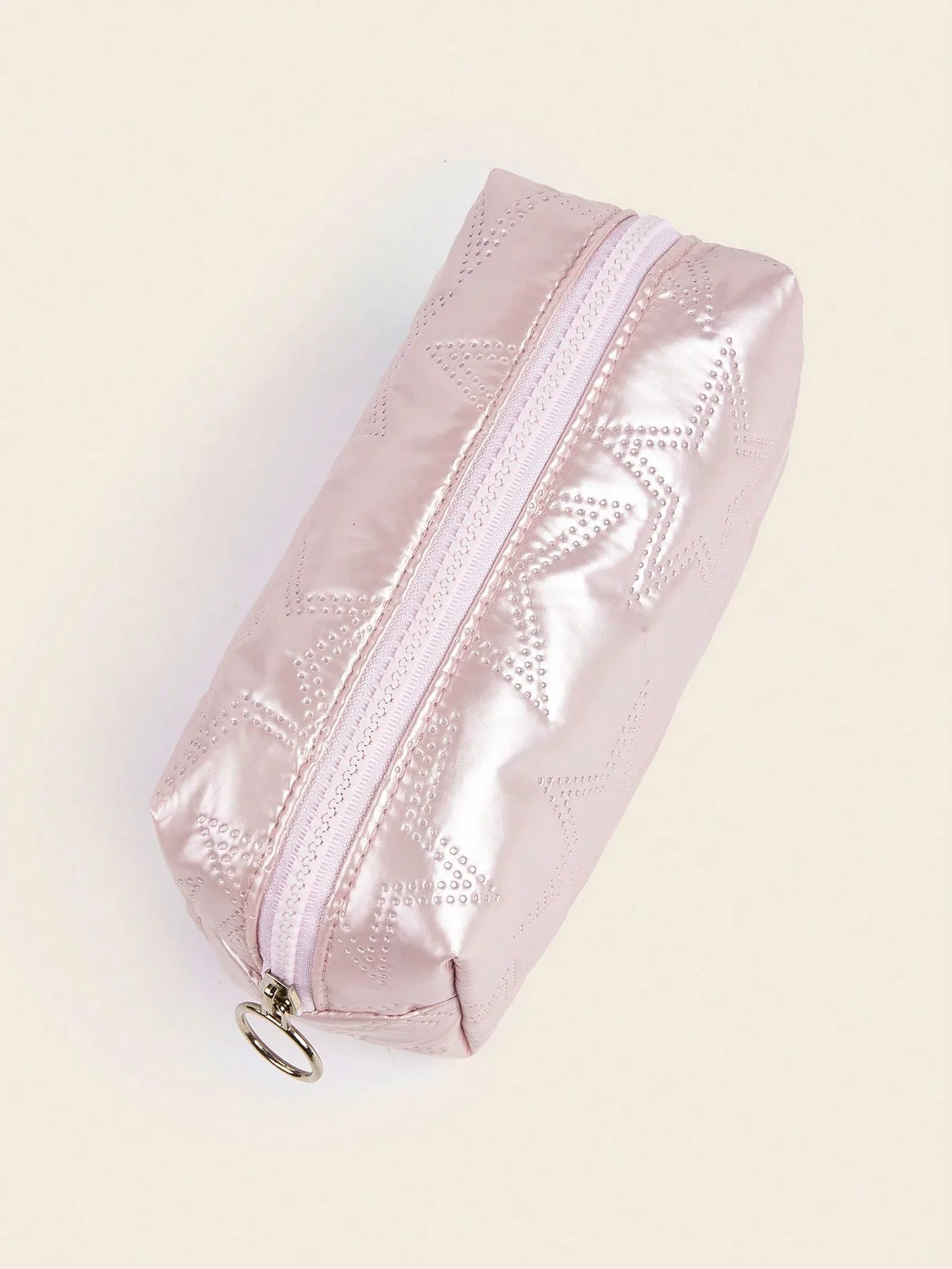 Pink Heart Textured Makeup Bag