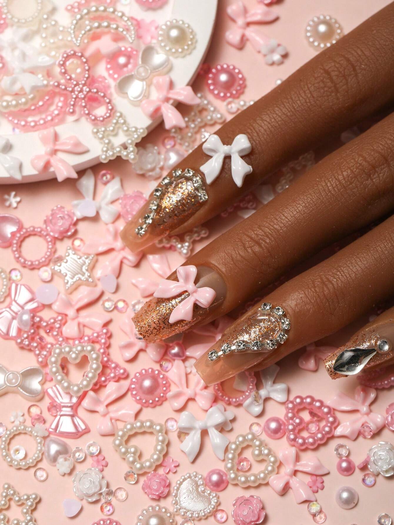 50pcs Kawaii Mixed Nail Charms