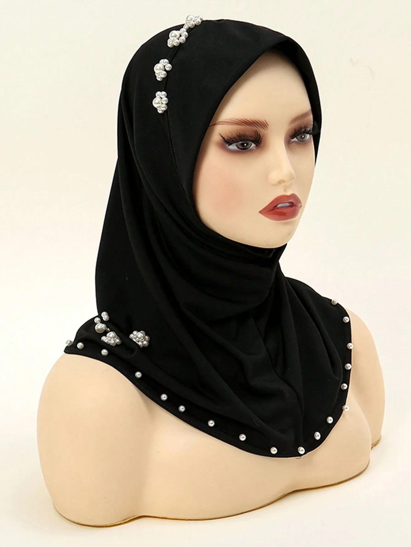 Elegant Pearl & Flower Hijab