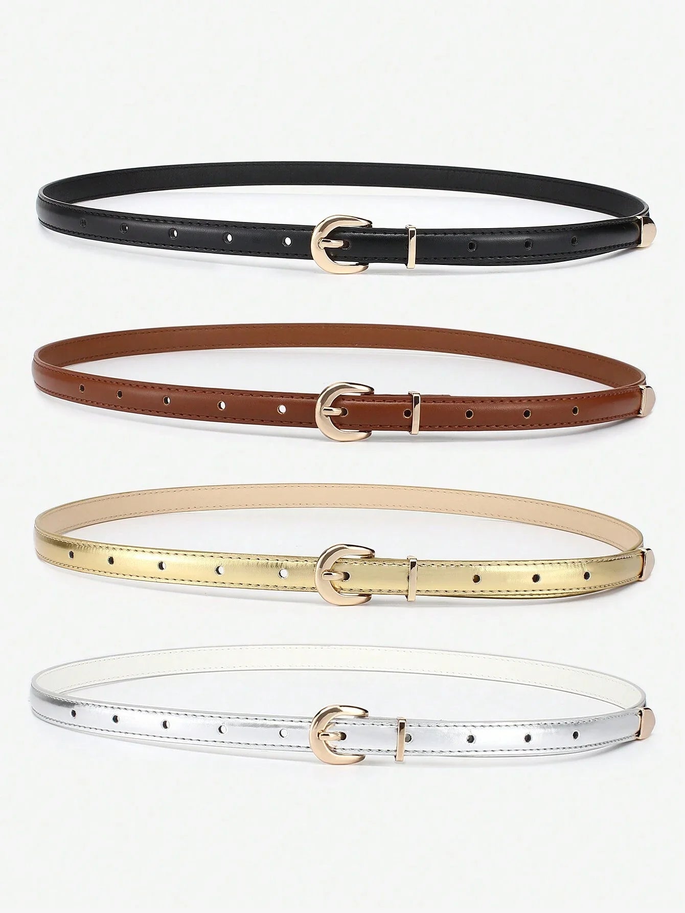 Women's Skinny Leather Belt Set