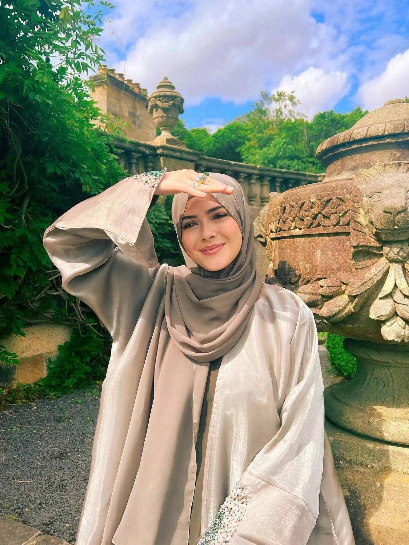Faux Pearl Chiffon Hijab Scarf
