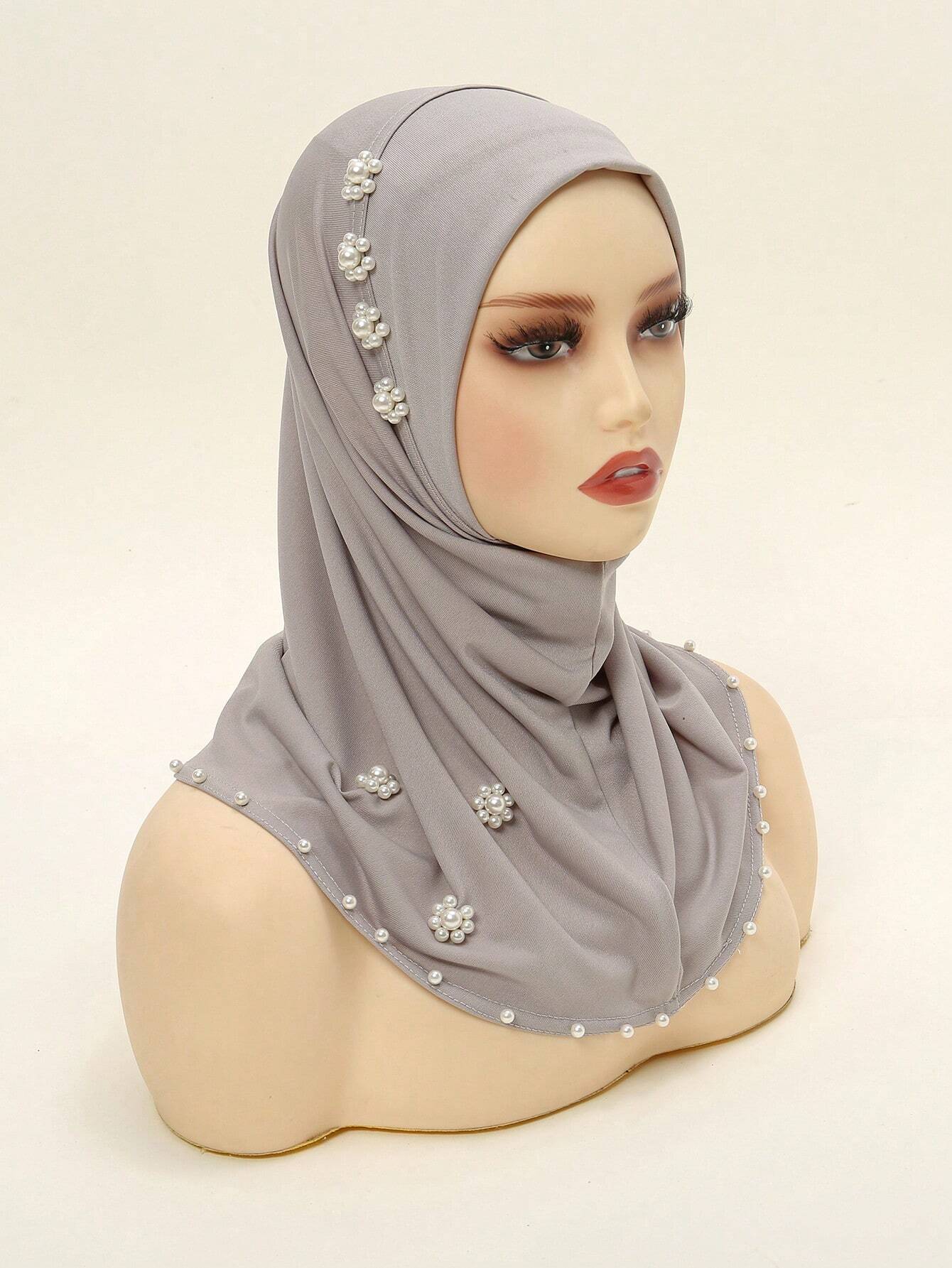 Elegant Pearl & Flower Hijab