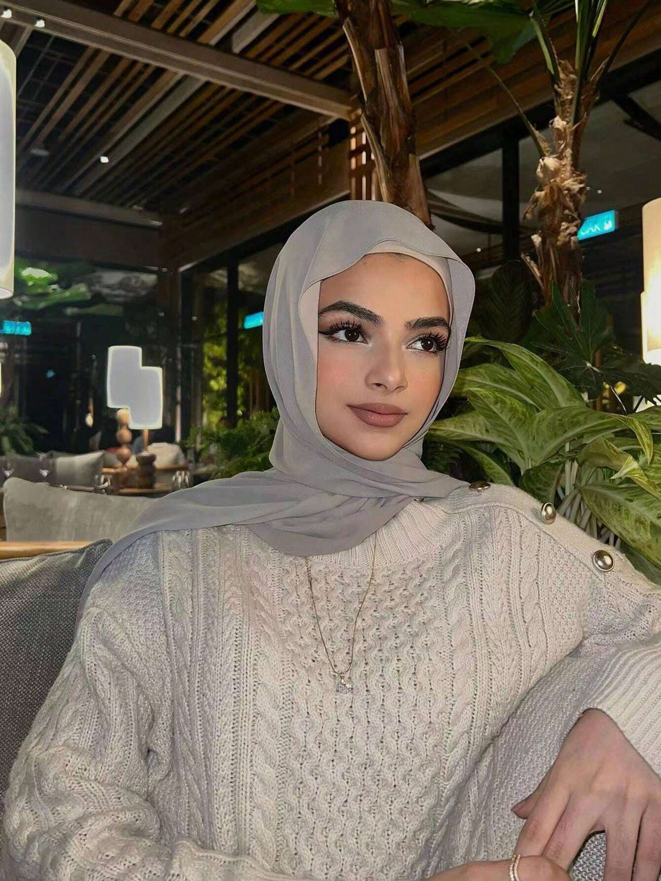 Faux Pearl Chiffon Hijab Scarf