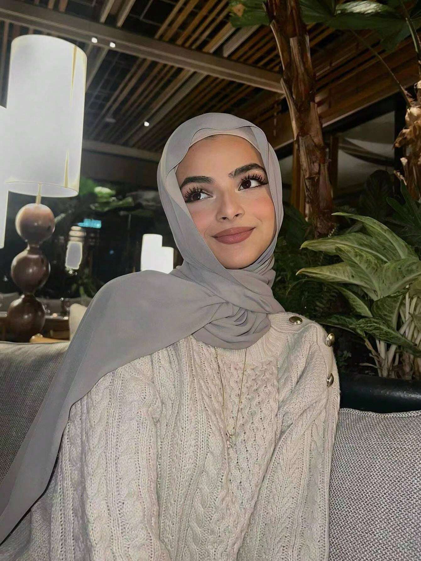Faux Pearl Chiffon Hijab Scarf