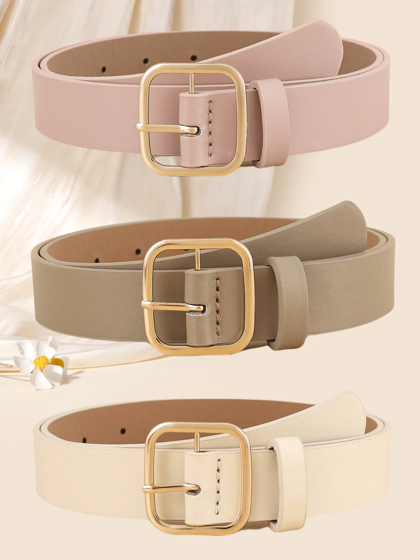 Retro Square Buckle Belt Set