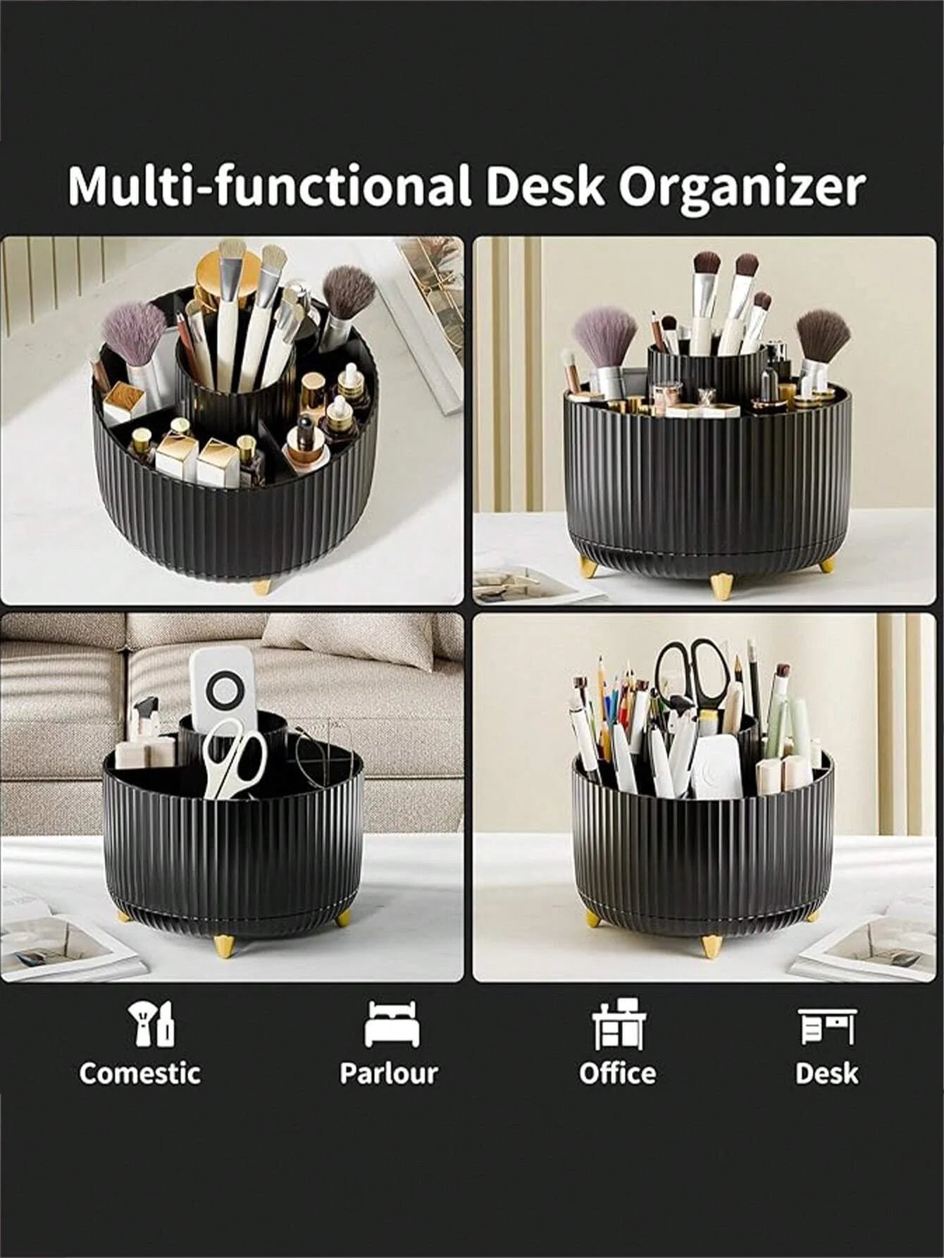 360° Rotating Makeup Brush Organizer
