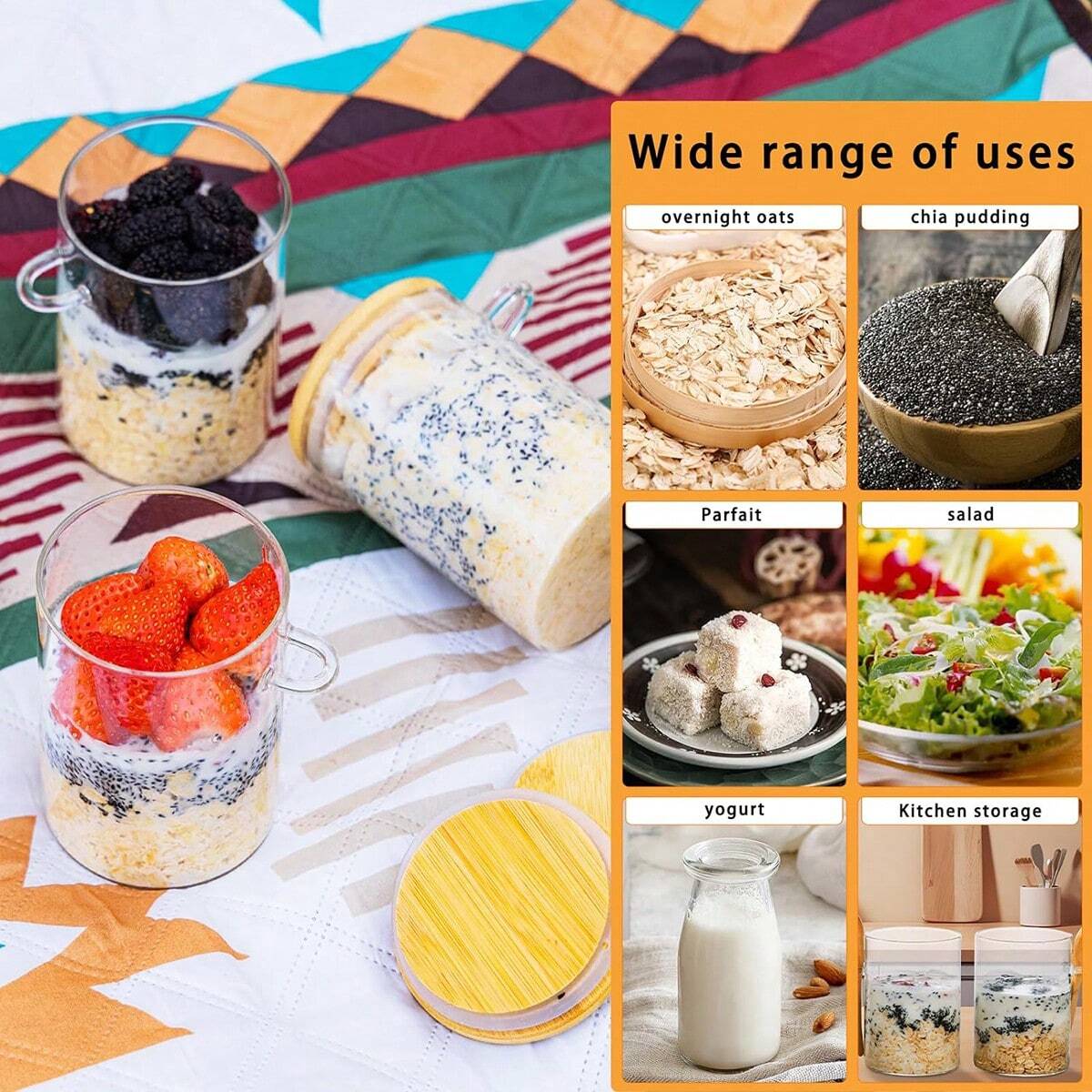 4PCS Glass Food Storage Jars
