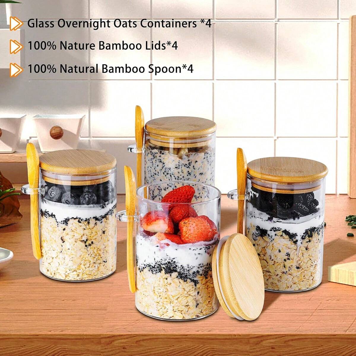4PCS Glass Food Storage Jars