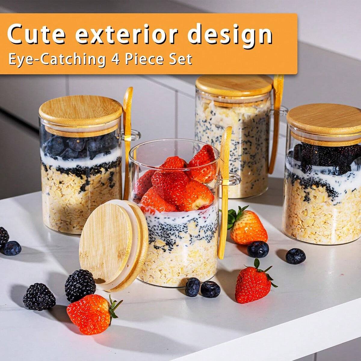 4PCS Glass Food Storage Jars