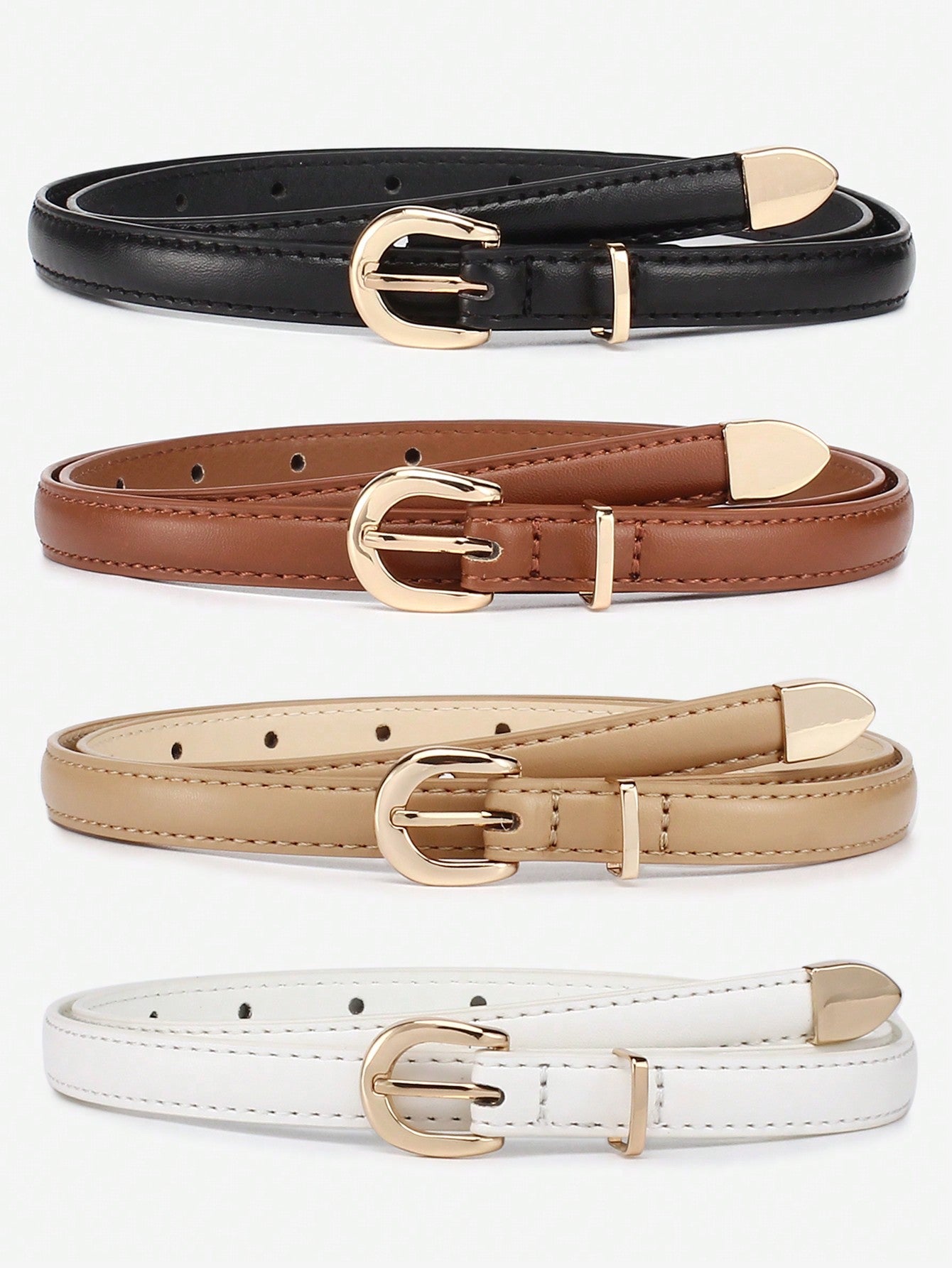 Women's Skinny Leather Belt Set