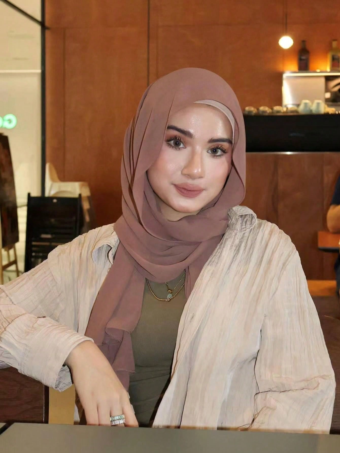 Chiffon Faux Pearl Hijab Scarf