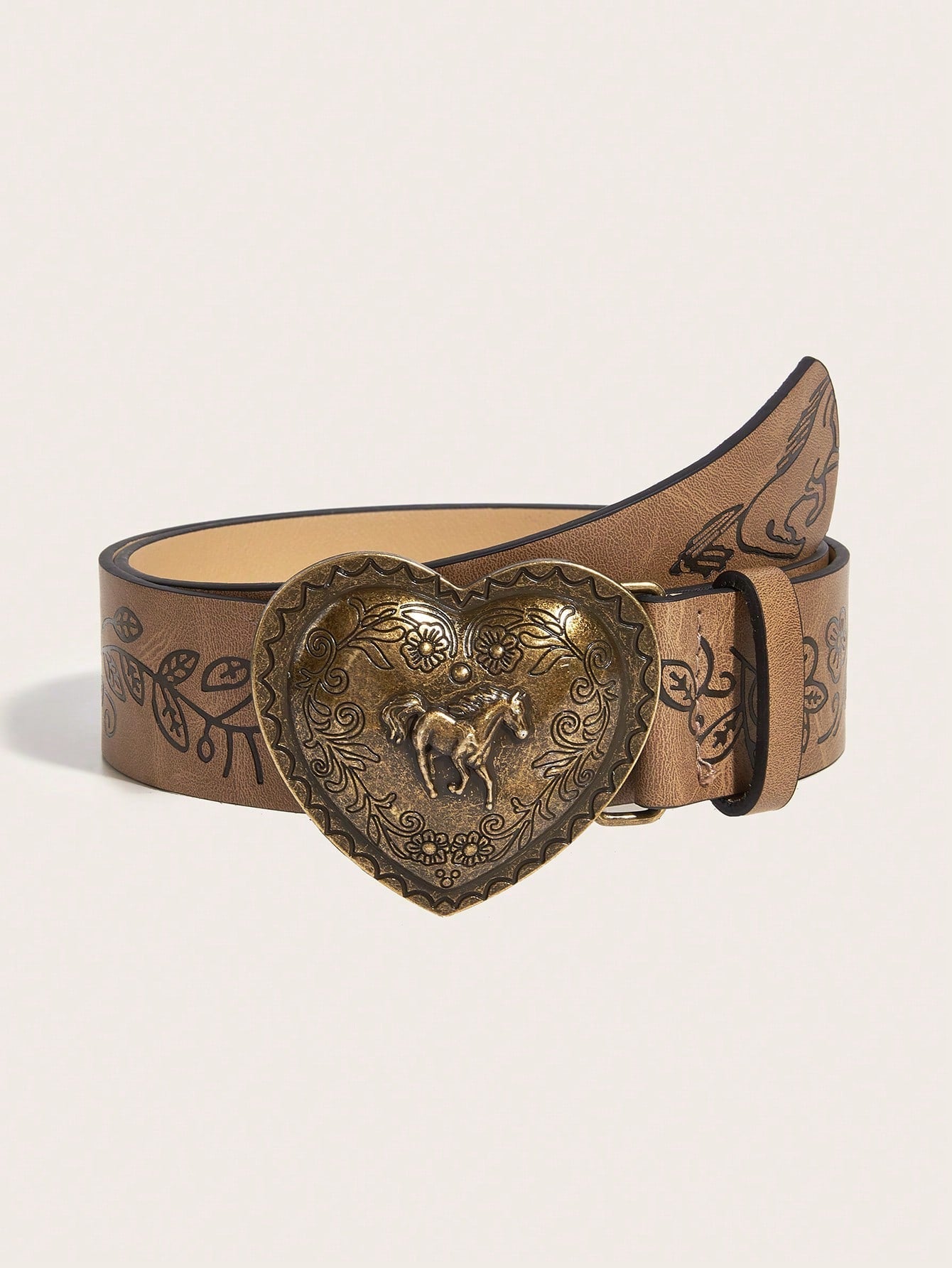 Vintage Printed PU Leather Belt