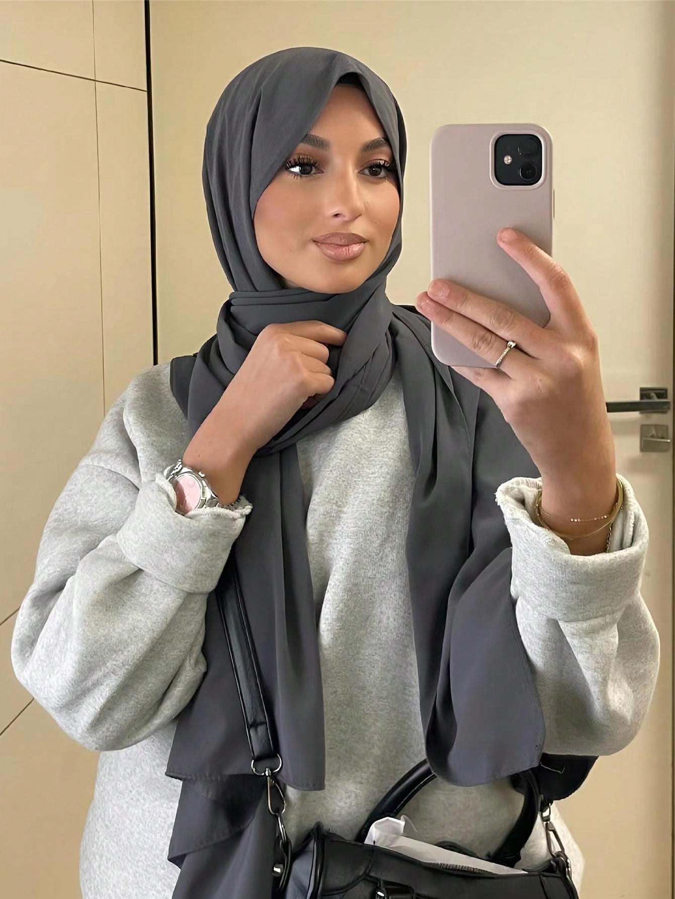Women Linen Solid Color Hijab