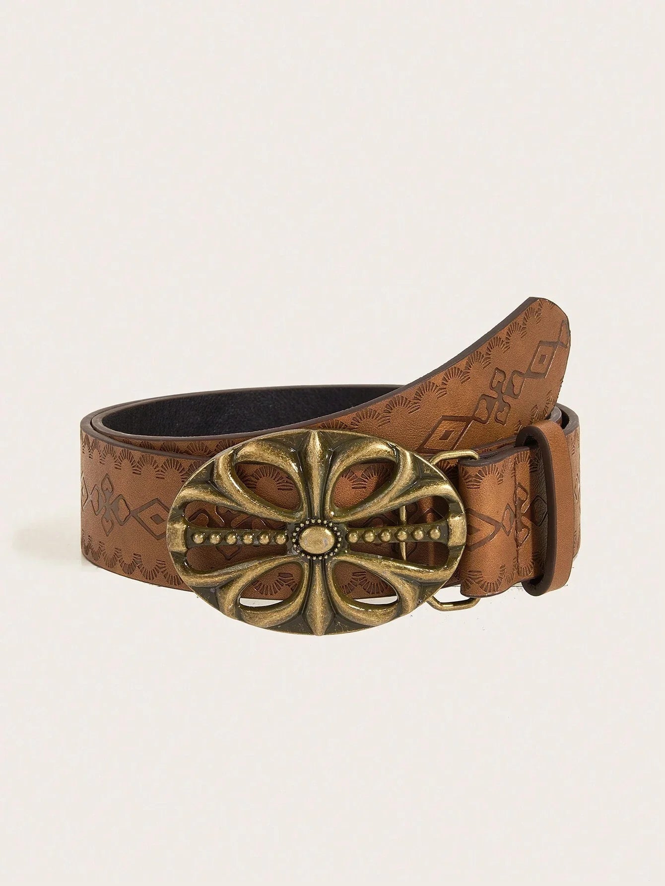 Retro Metal Buckle Leather Belt