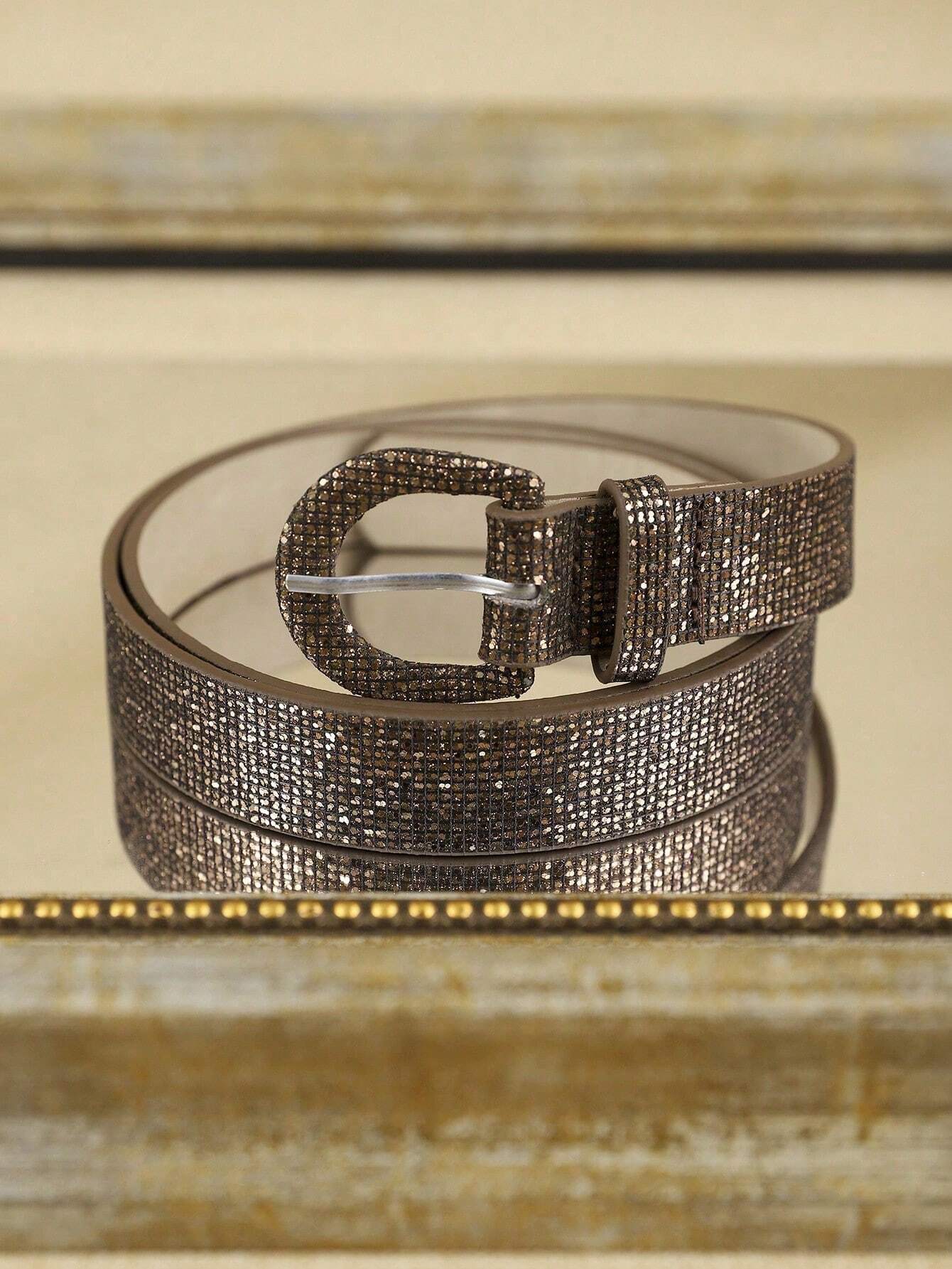 Women PU Glitter Waist Belt