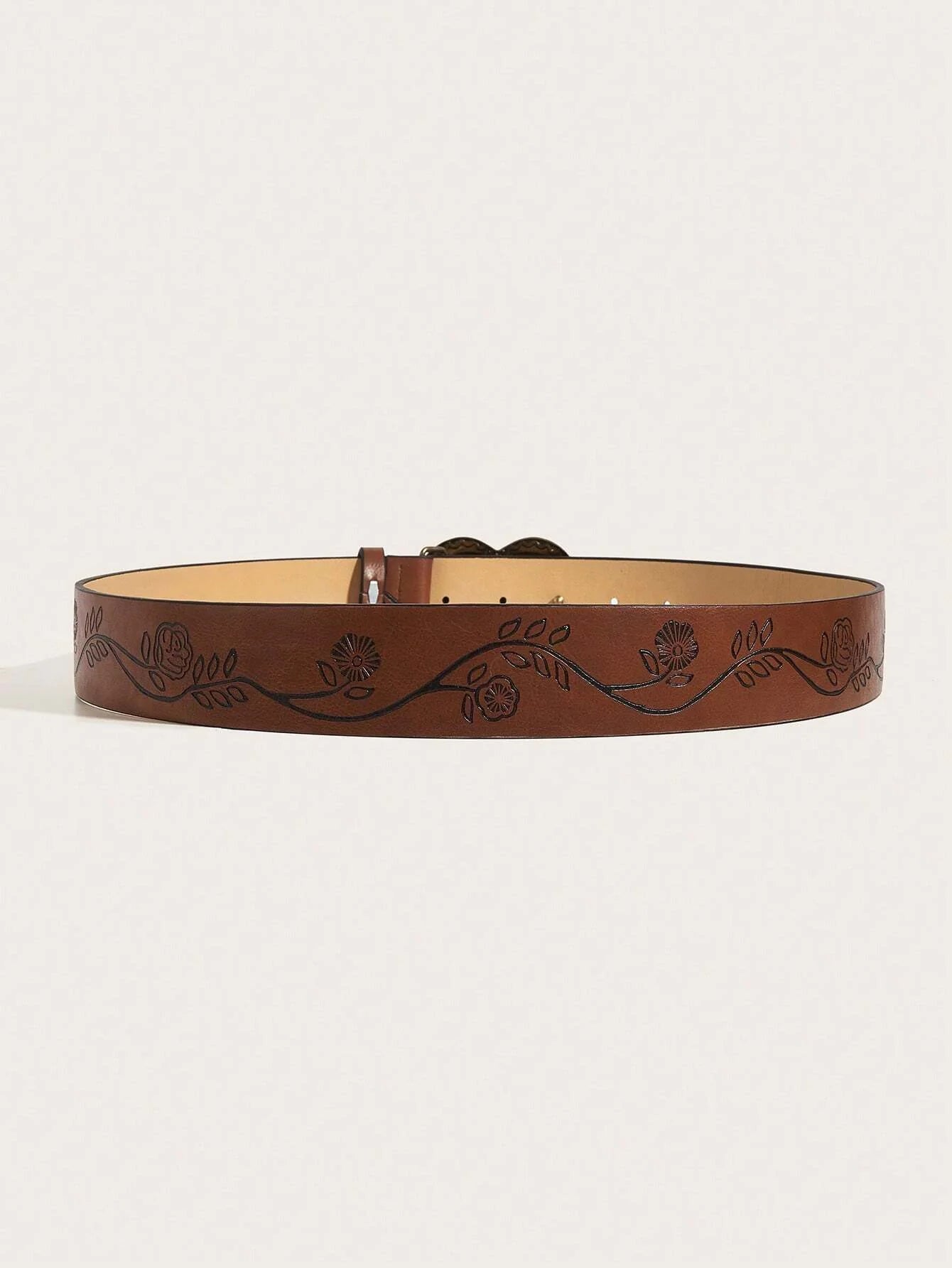 Vintage Printed PU Leather Belt
