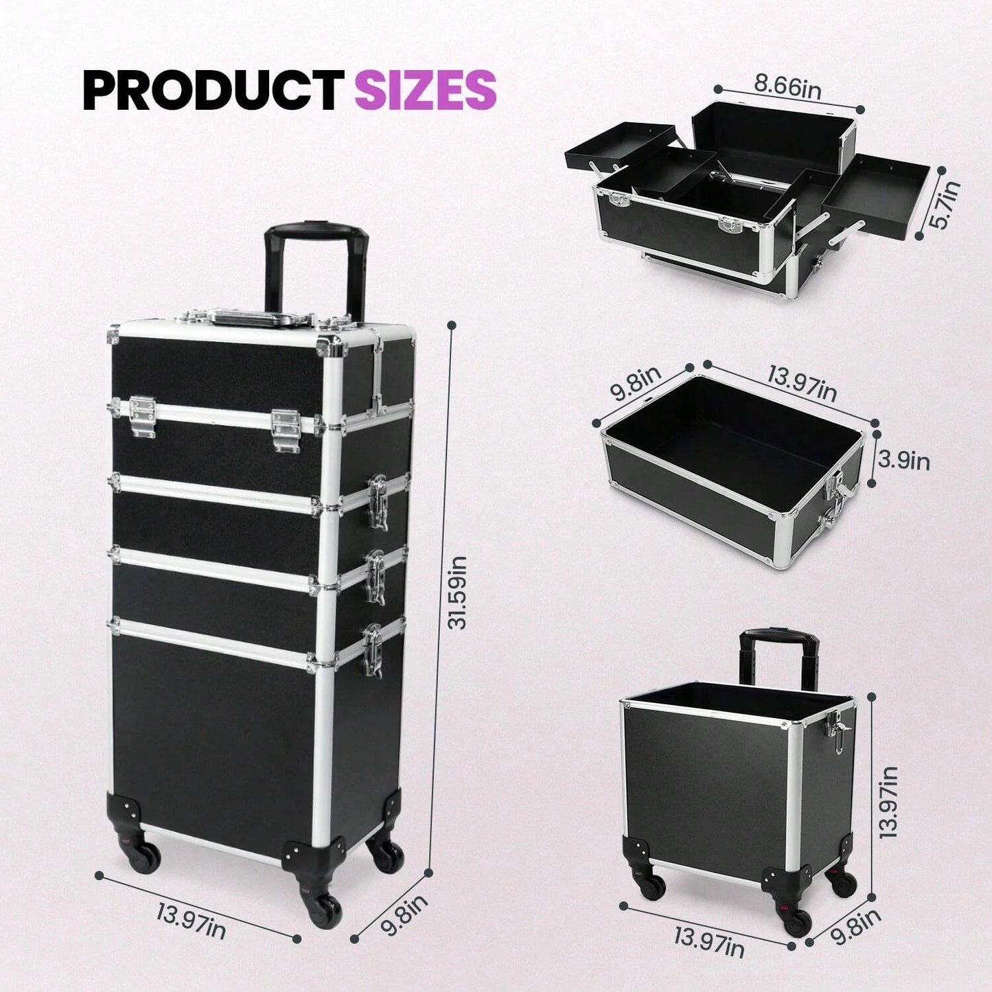 Rolling Large Makeup Train Case