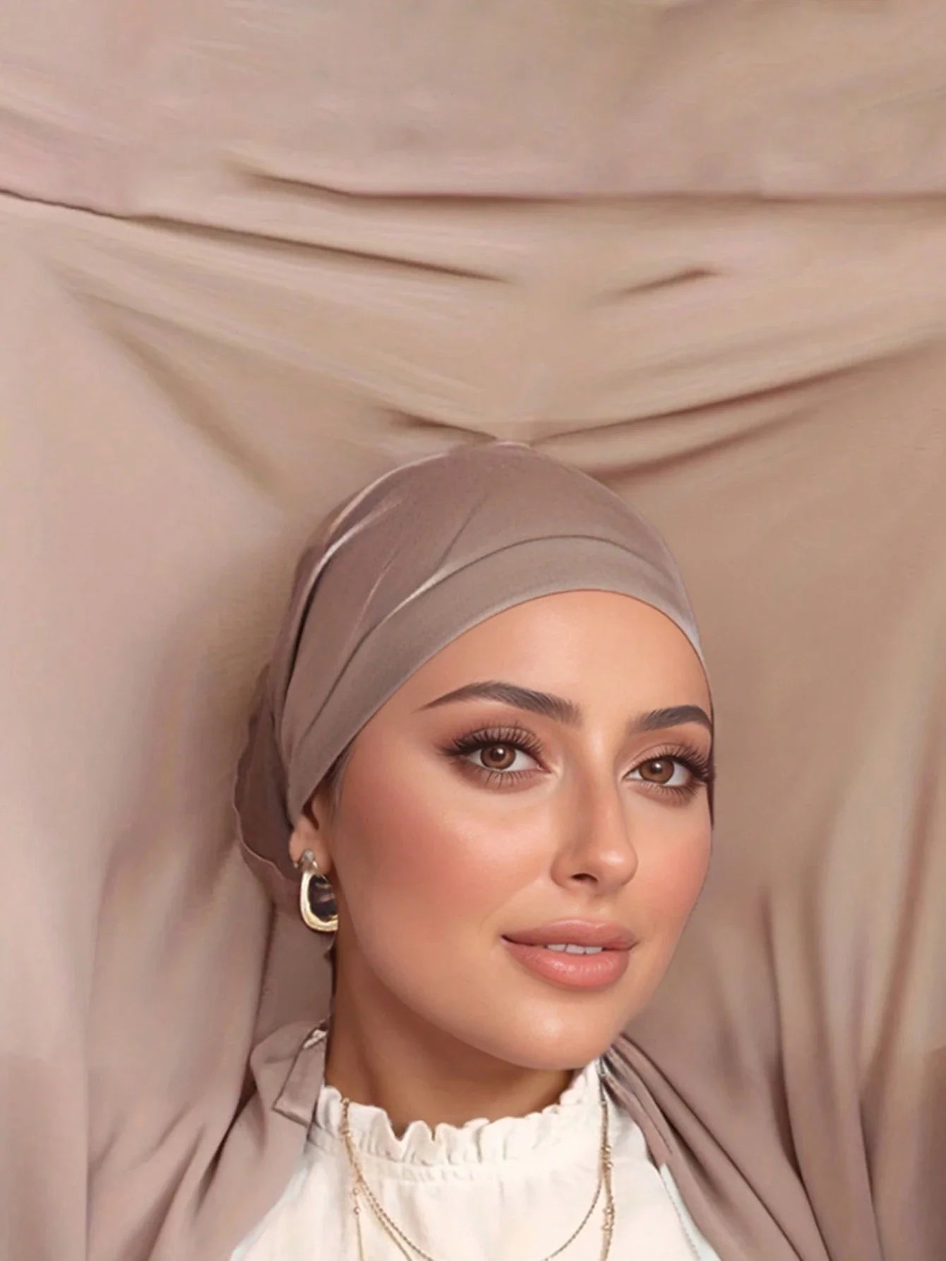 Attached Modal Bonnet Chiffon Hijab