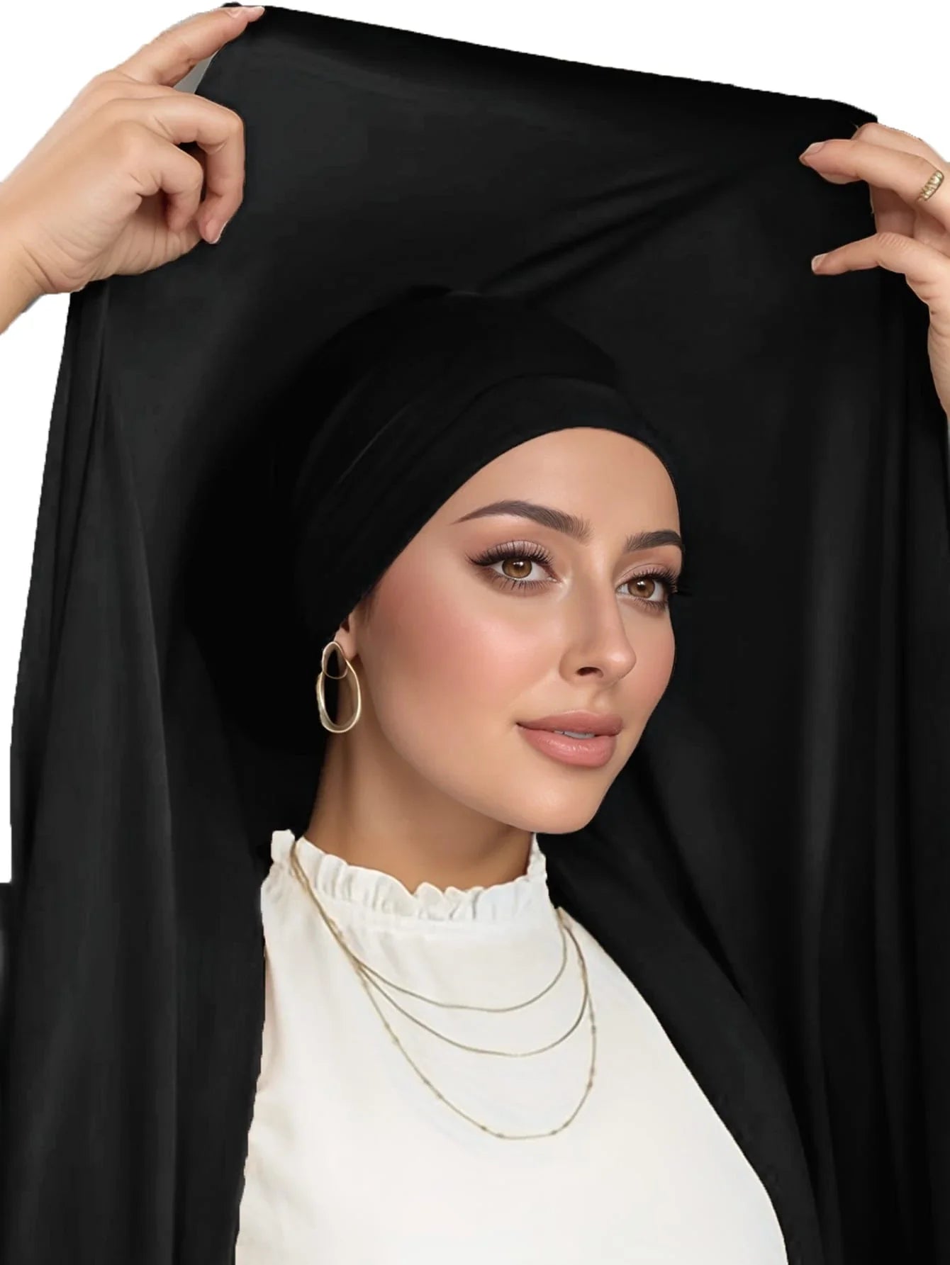 Attached Modal Bonnet Chiffon Hijab