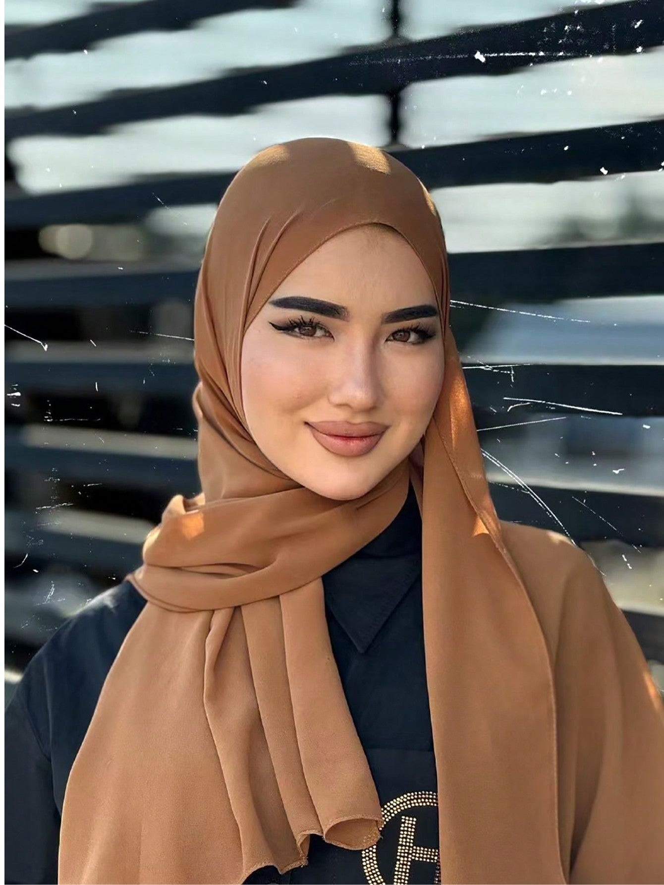 Faux Pearl Chiffon Hijab Scarf
