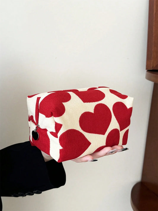 Red Heart Cosmetic Travel Bag