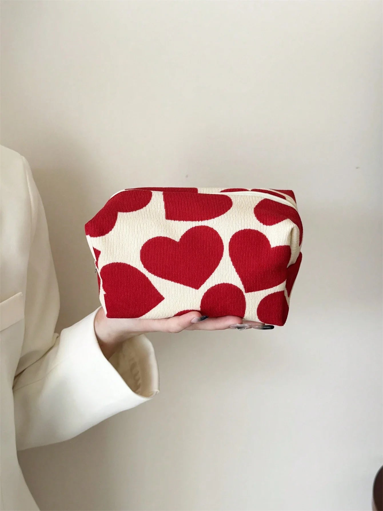 Red Heart Cosmetic Travel Bag