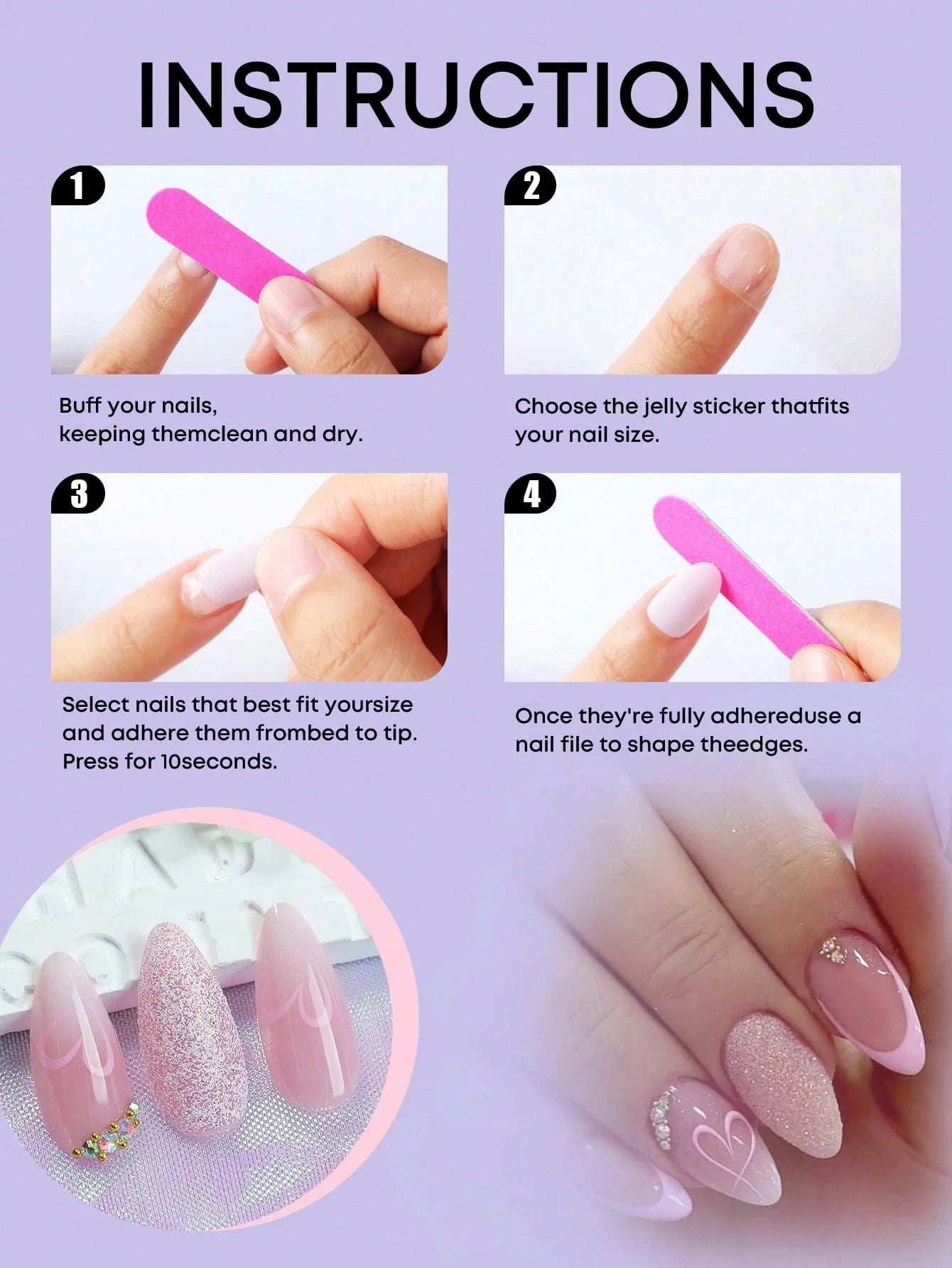 Women’s Romantic Pink Press-On Nails