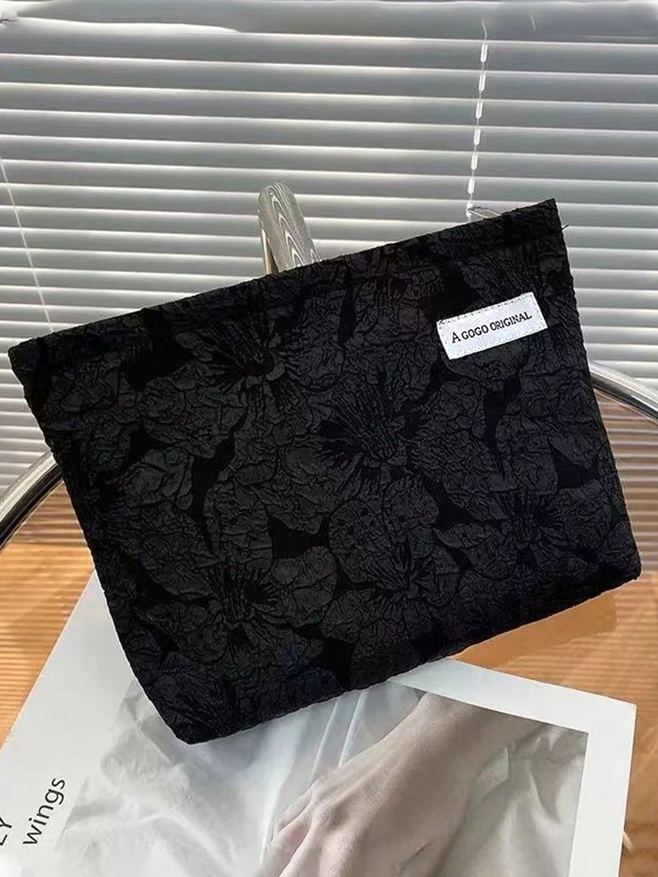 Pink Floral Jacquard Cosmetic Bag