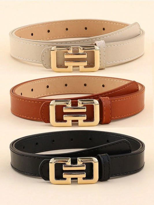 3PCS Shiny Buckle PU Belts
