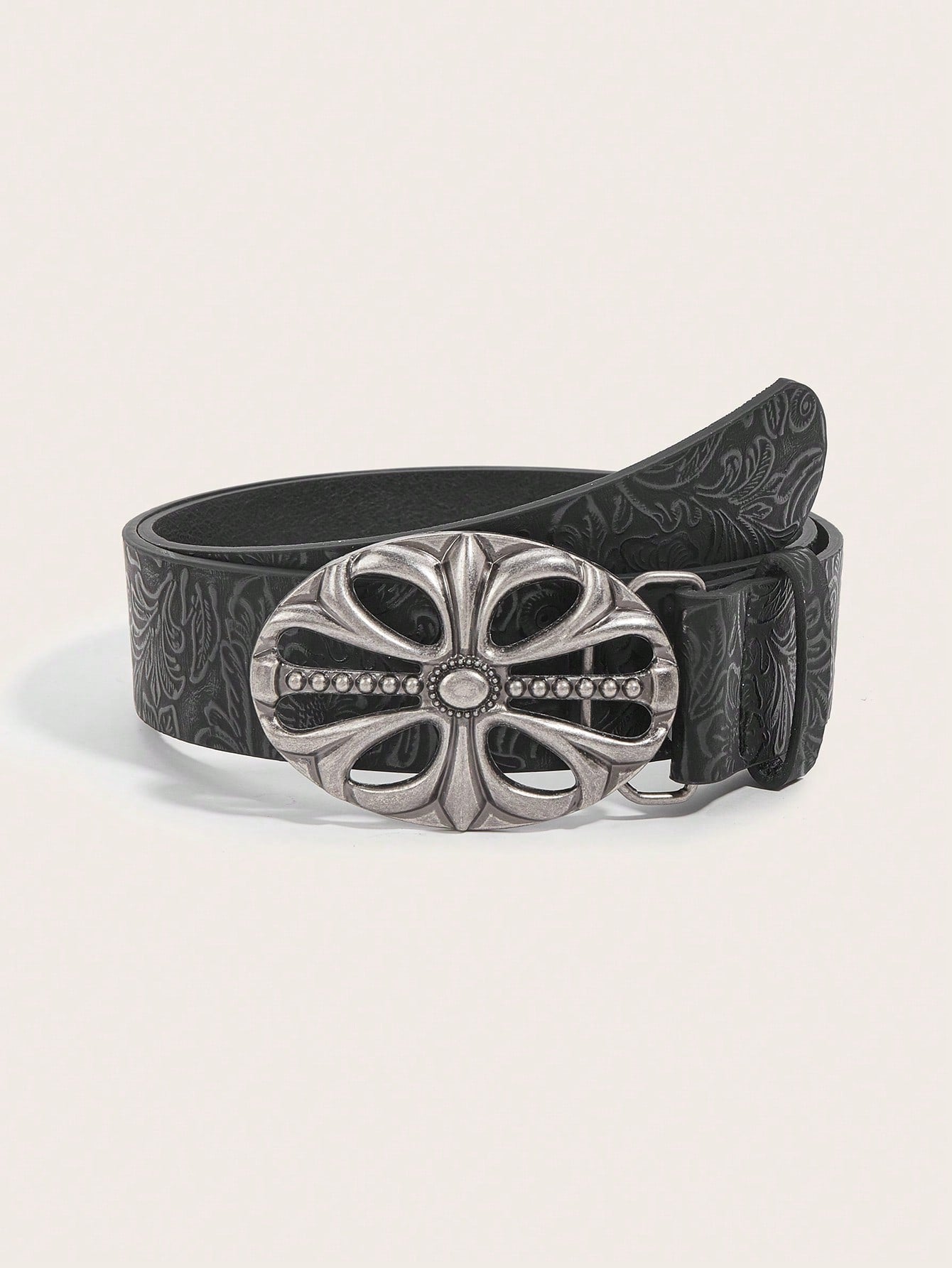Retro Metal Buckle Leather Belt