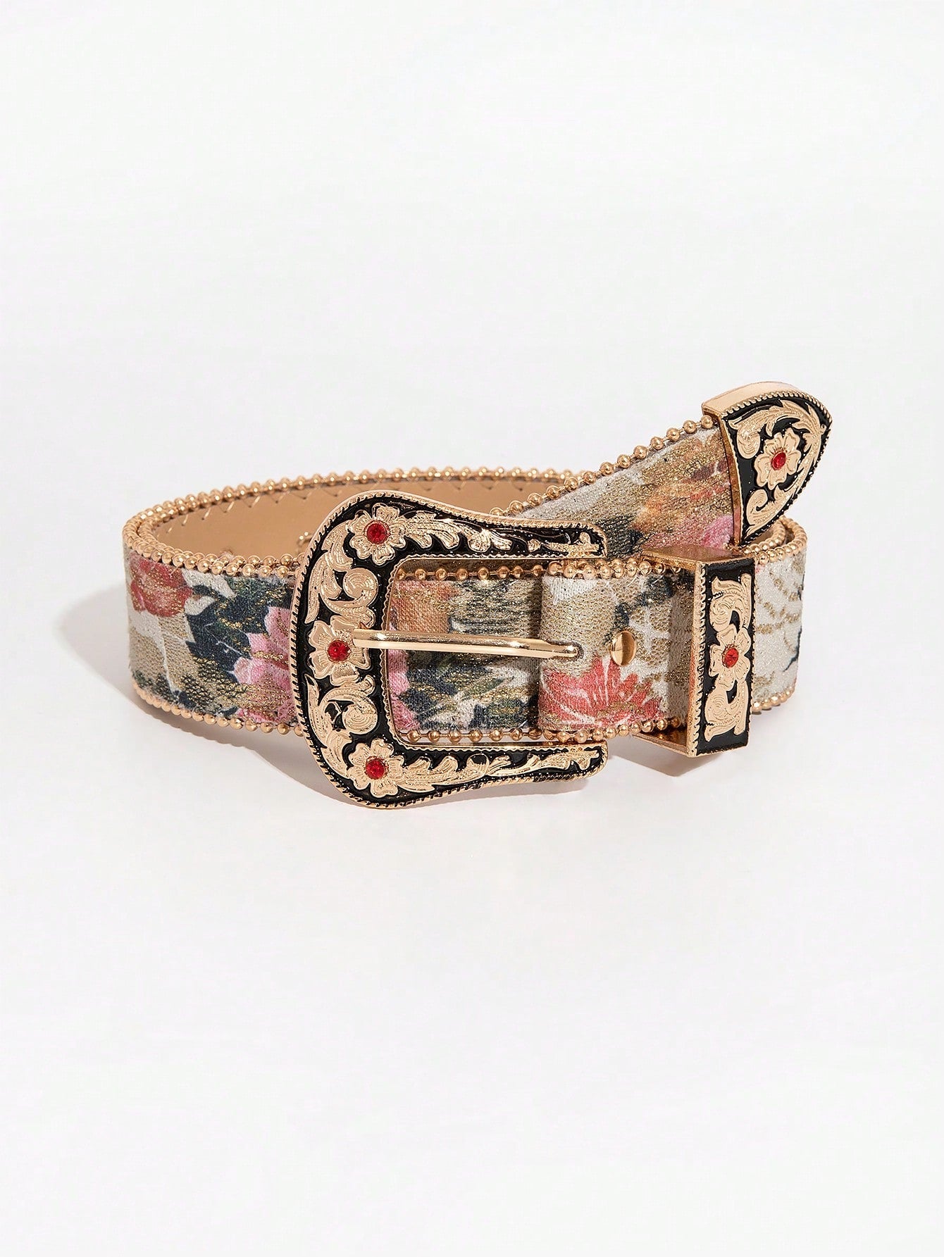 Multicolor Flower Embossed Belt