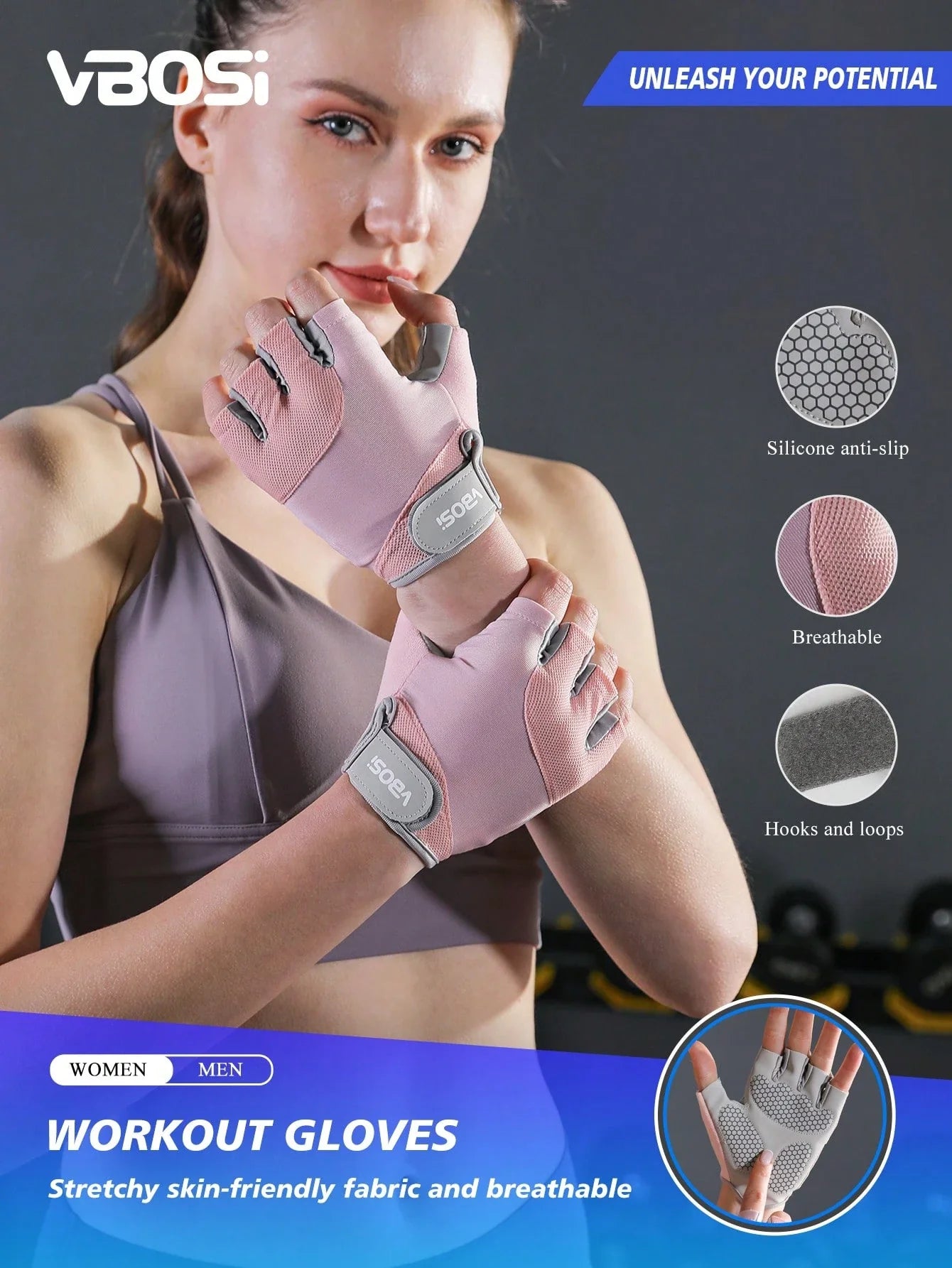 VBOSI Adjustable Breathable Sports Gloves