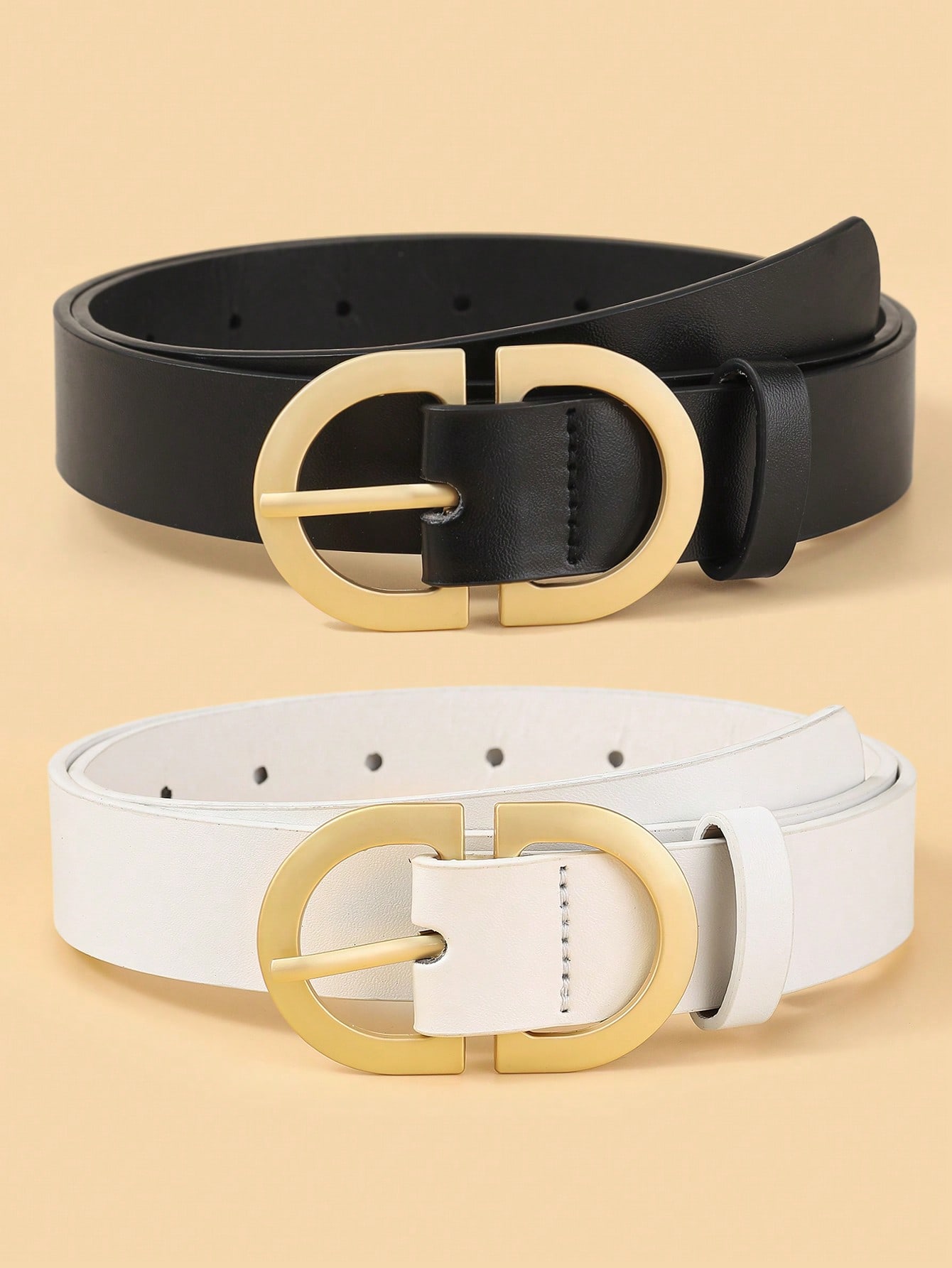Women's Gold D-Ring Belt Set